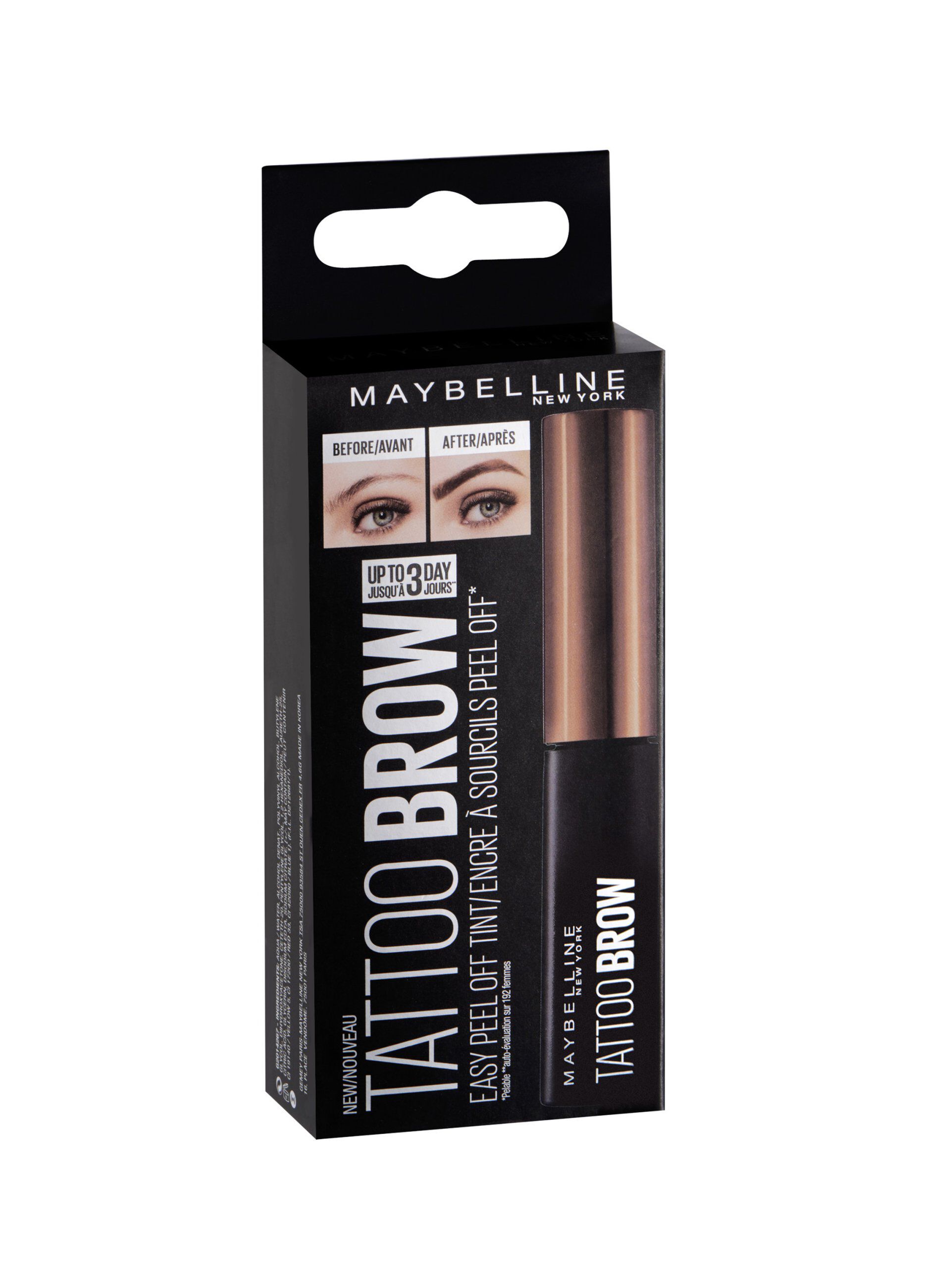 Maybelline New York Tinta Sopracciglia Tattoo Brow Peel-Off, Risultato Definito fino a 3 Giorni, Light Brown (01), 4.6 g.
