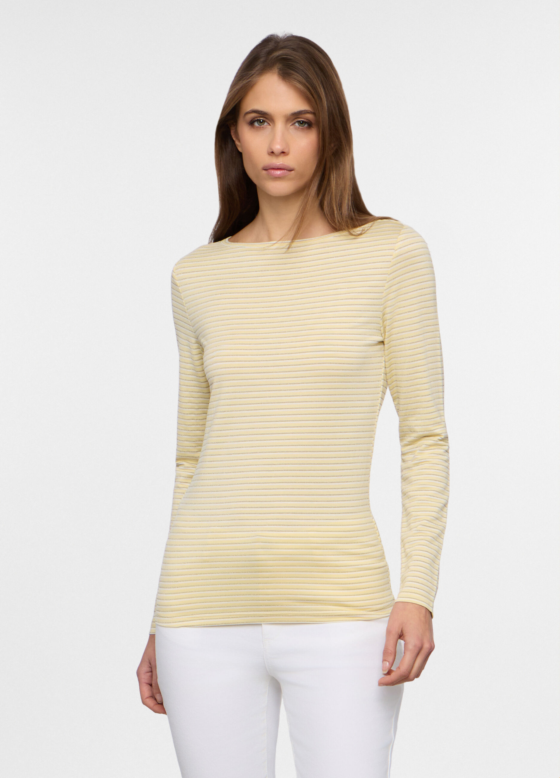 T-shirt con scollo a barchetta stretch donna_0