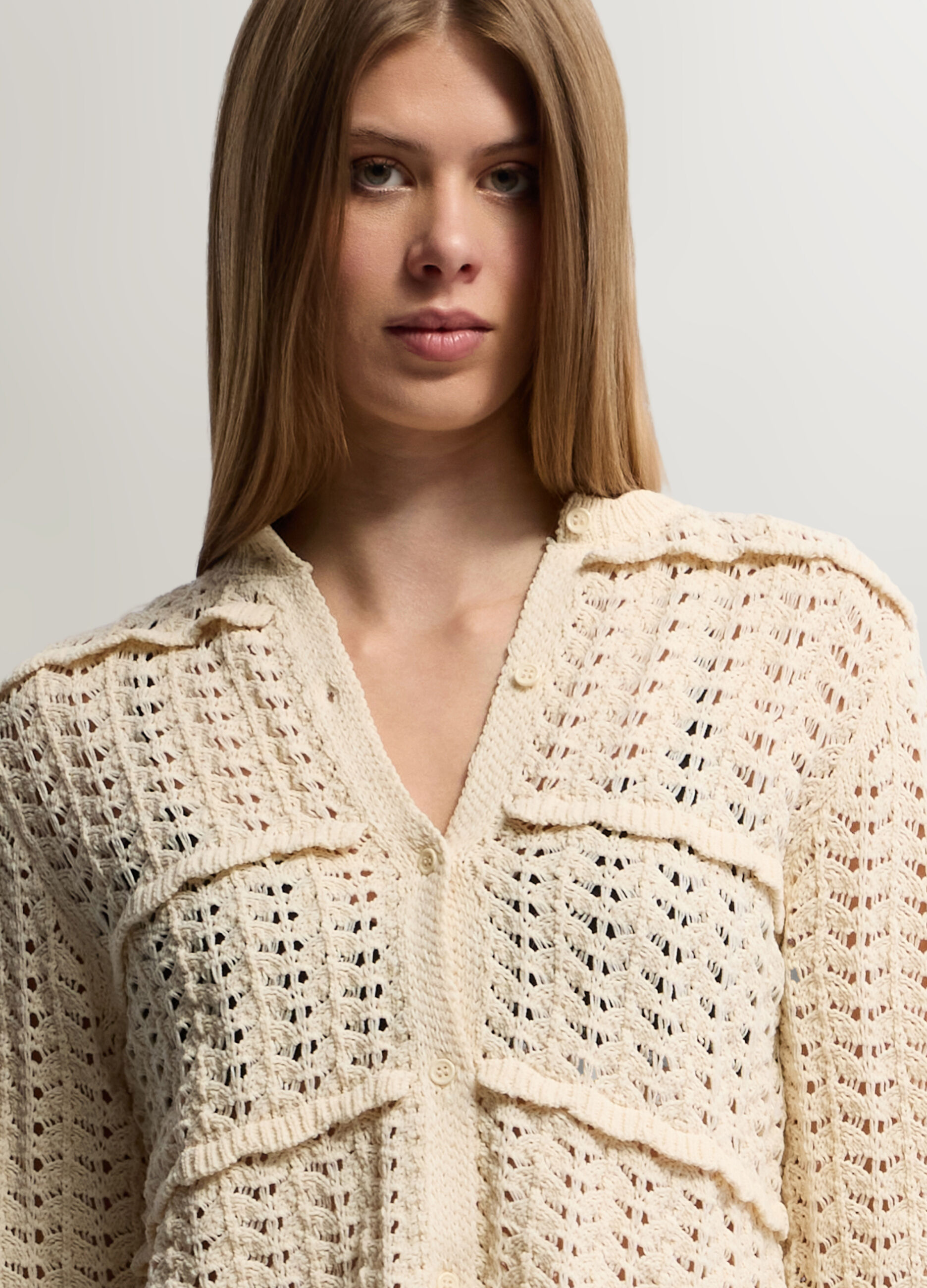 Cardigan girocollo operato donna_2