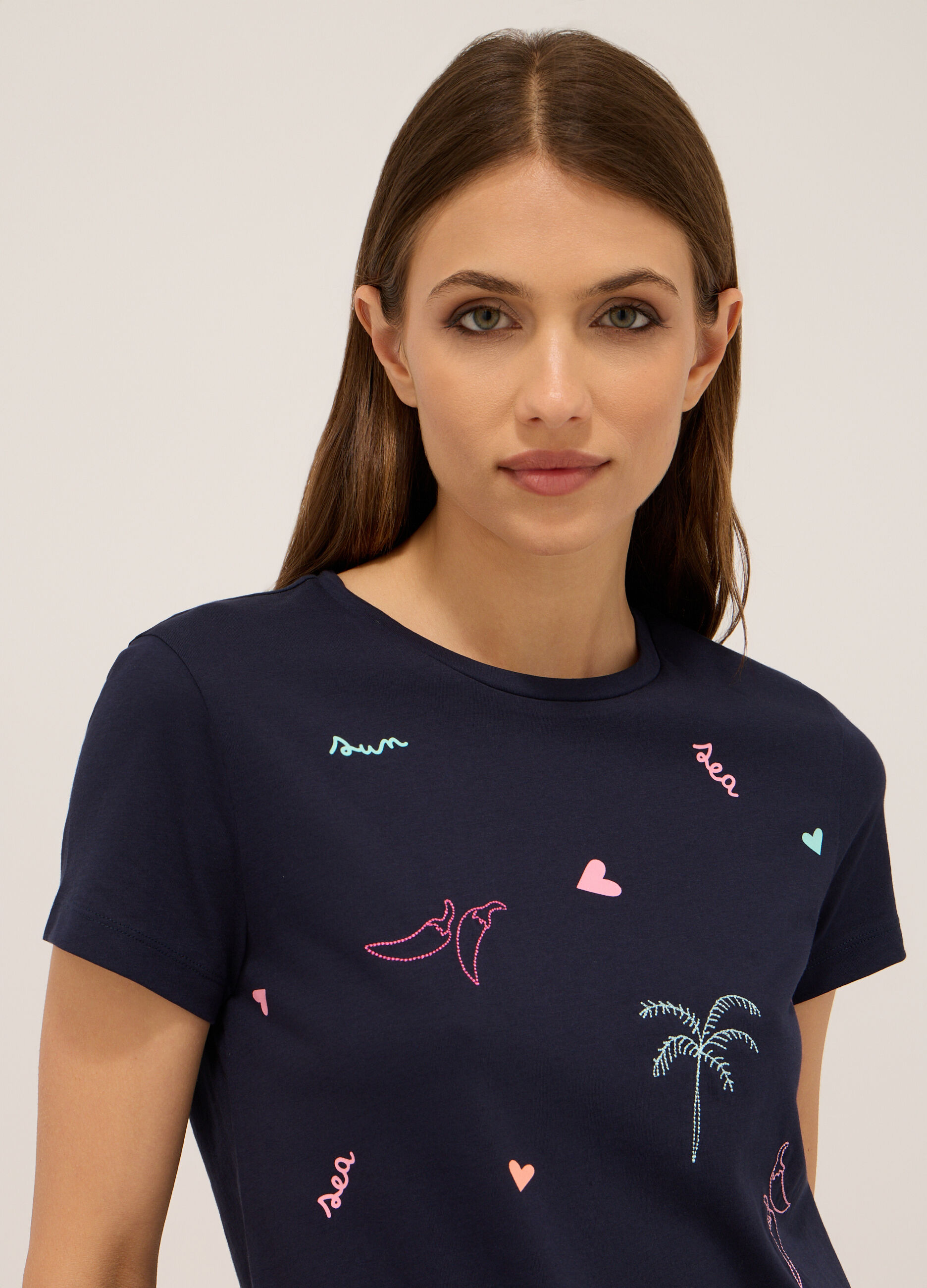 T-shirt in jersey di puro cotone donna_2