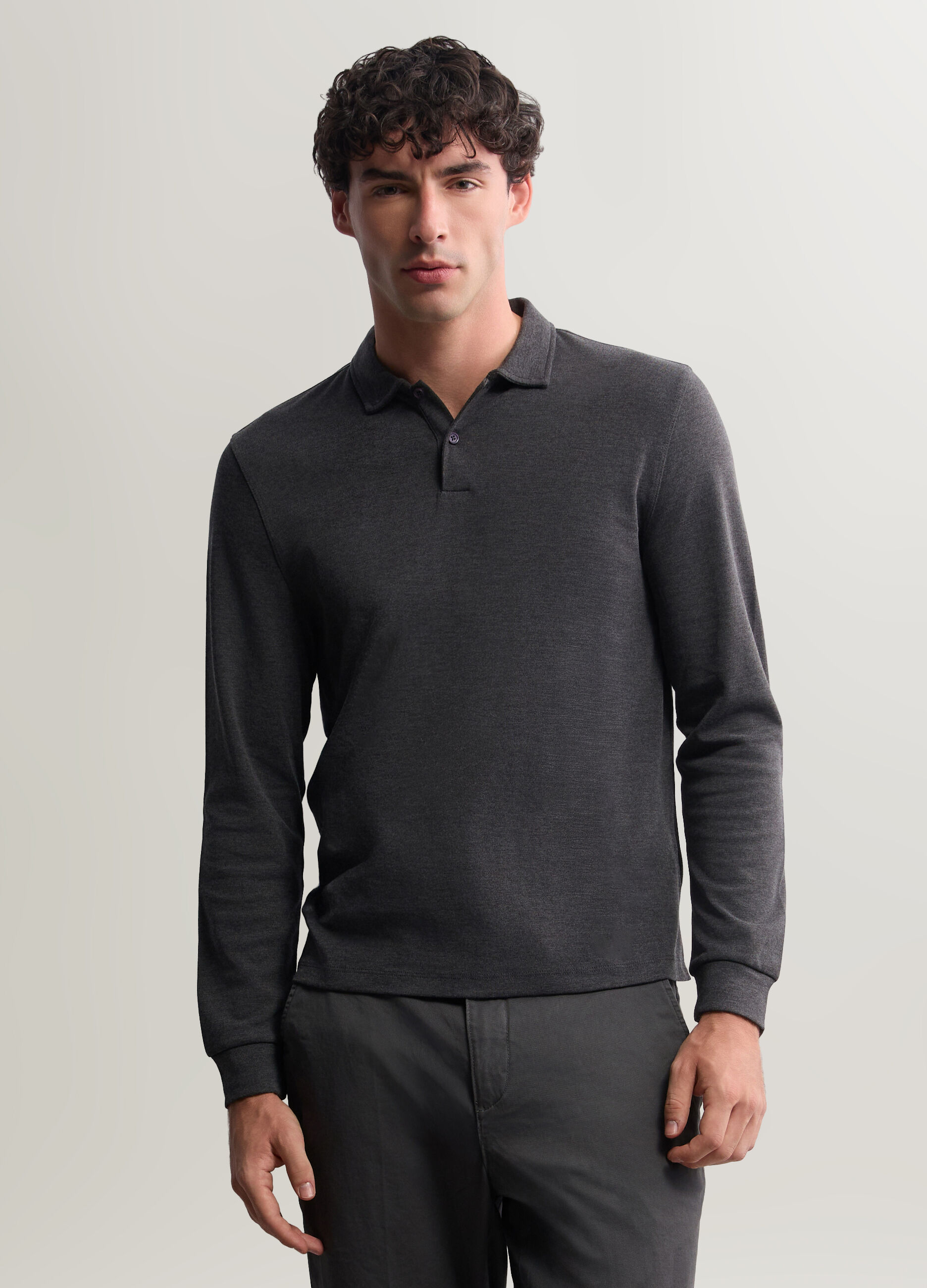 Polo a maniche lunghe in interlock uomo_0
