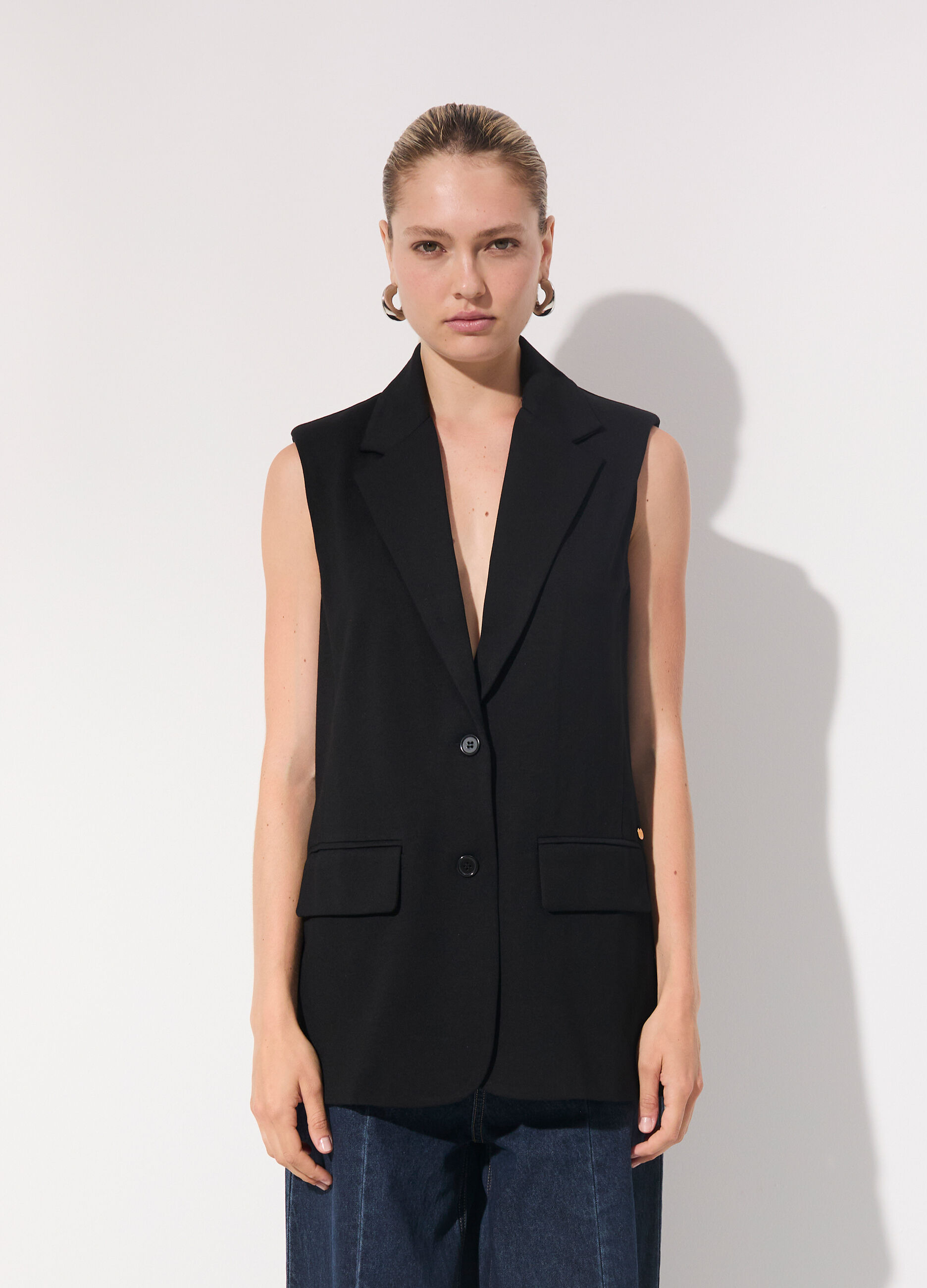 Gilet lungo in punto milano donna_1