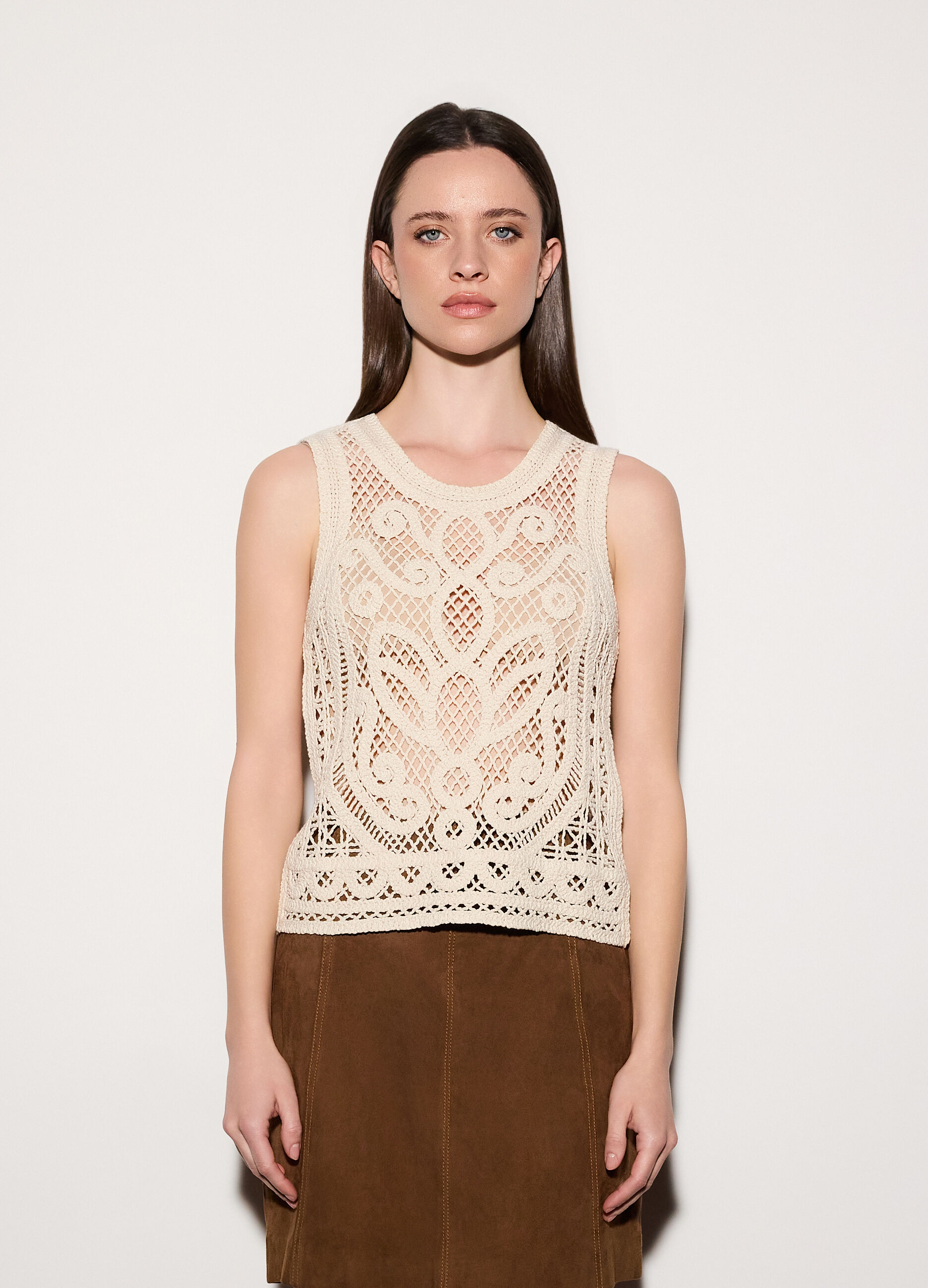 Top girocollo crochet donna_1