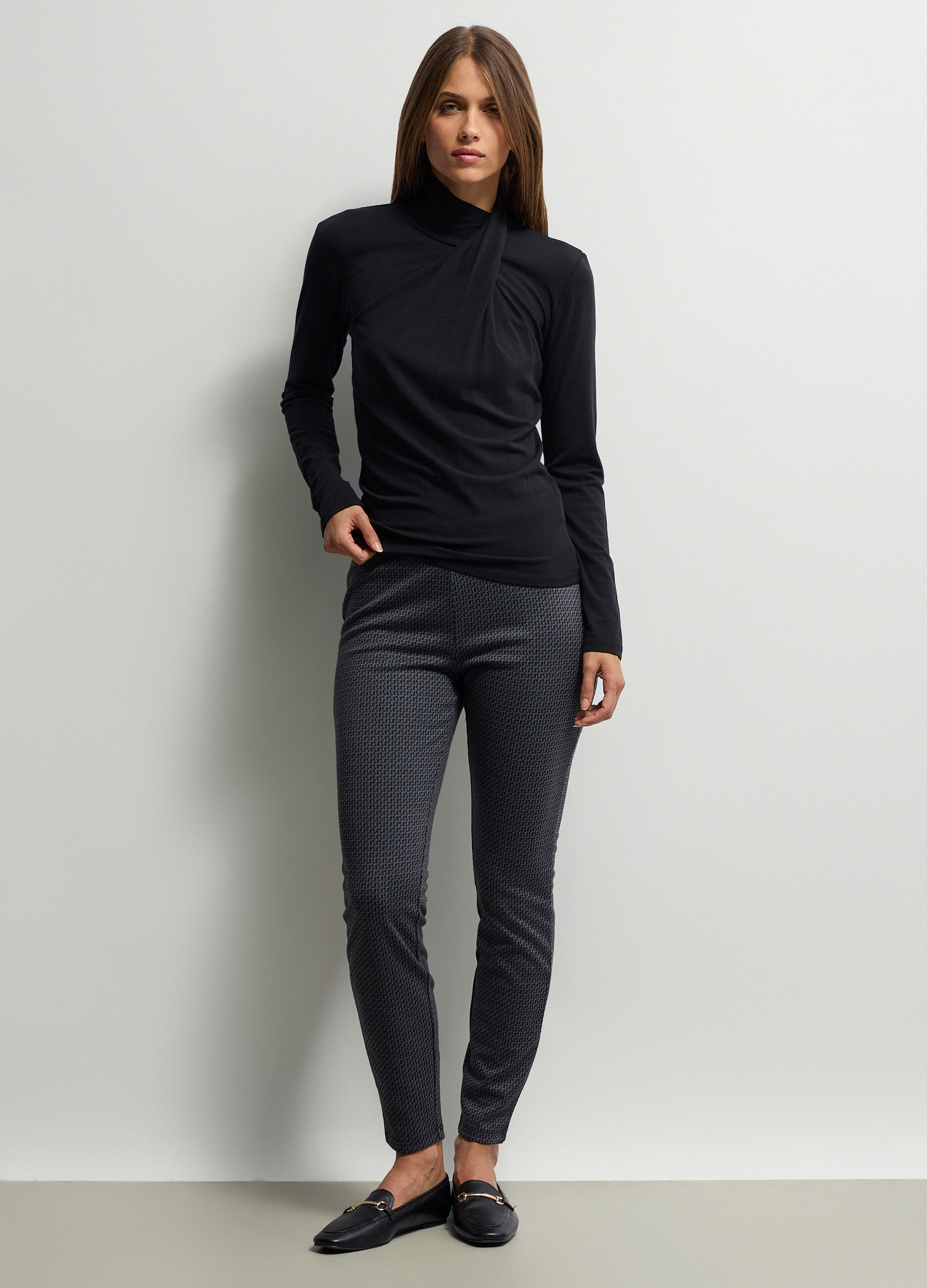 Leggings Slim Fit jaquard misto viscosa stretch donna_0
