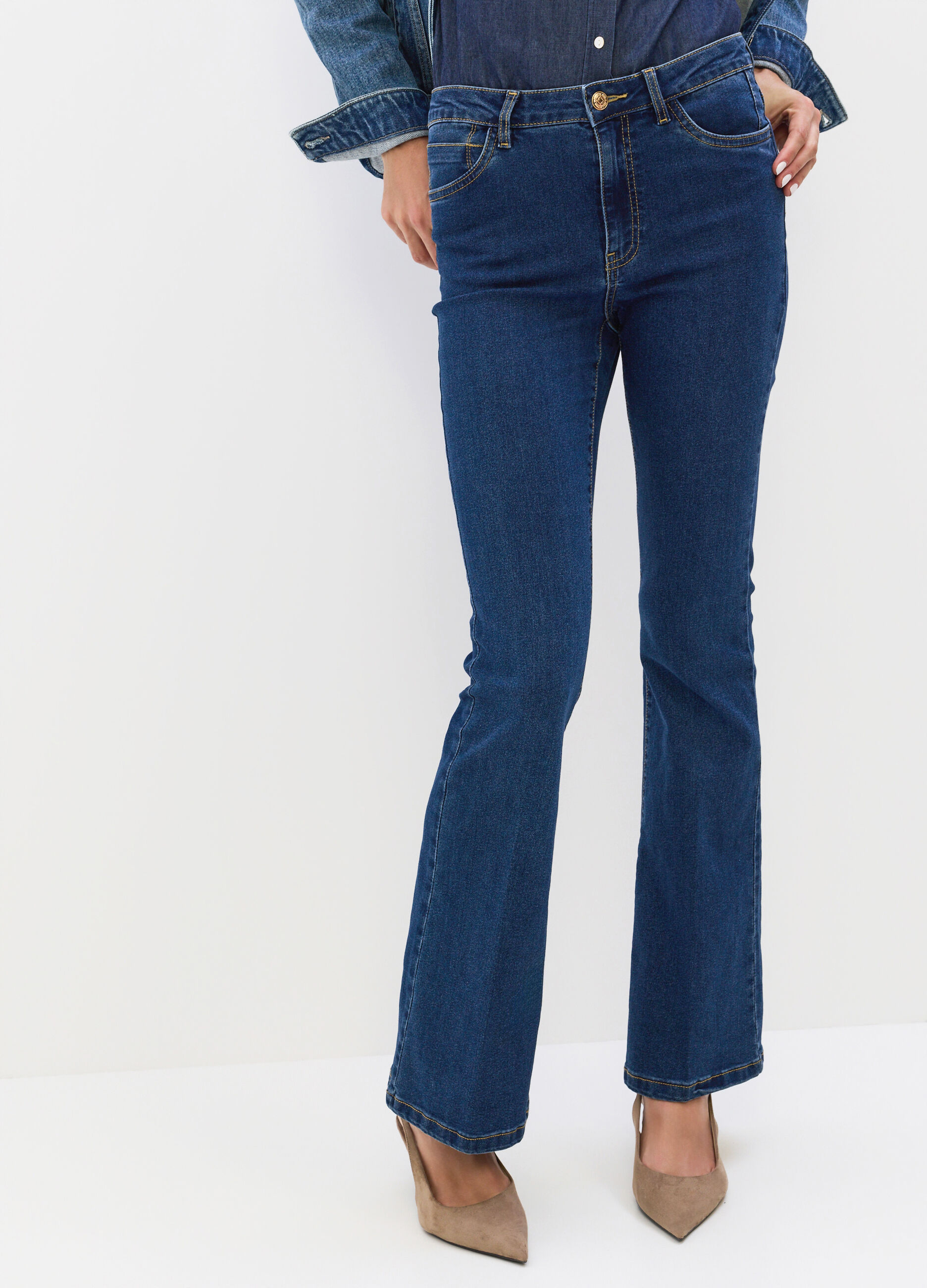 Treggings Flare Fit in denim stretch misto cotone donna_2