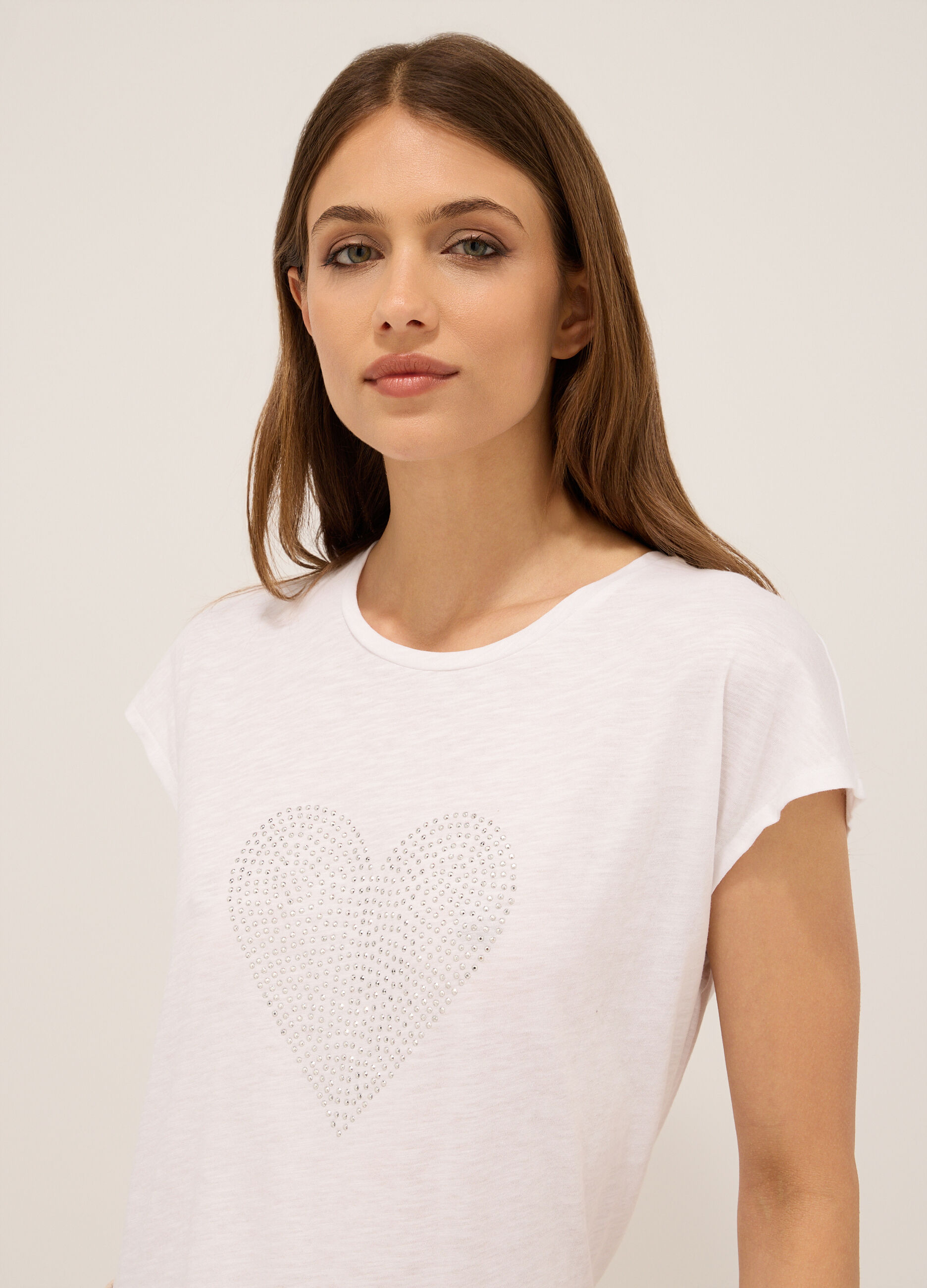 T-shirt in jersey di cotone slub donna_2