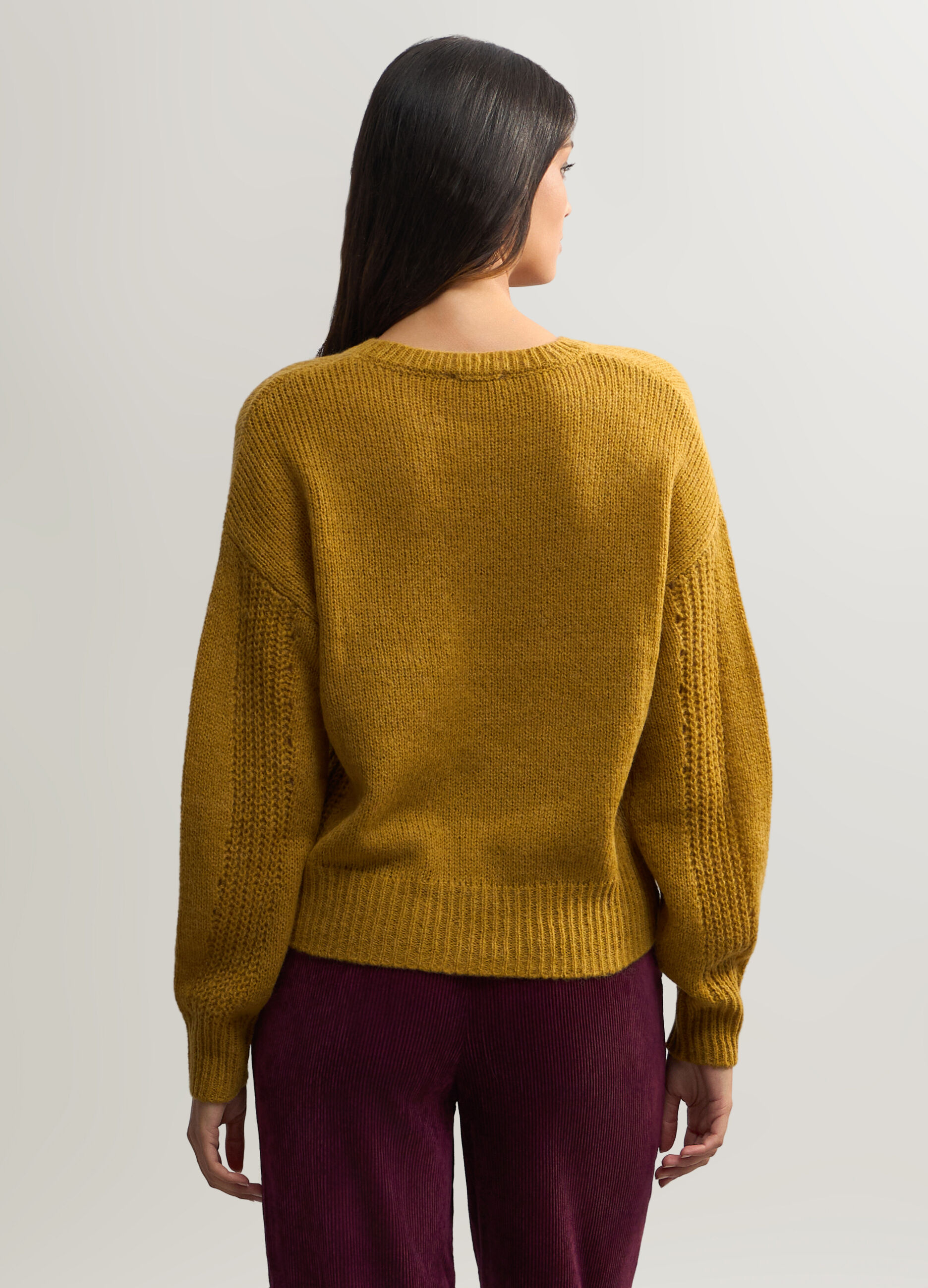 Pullover girocollo misto lana di Alpaca donna_1