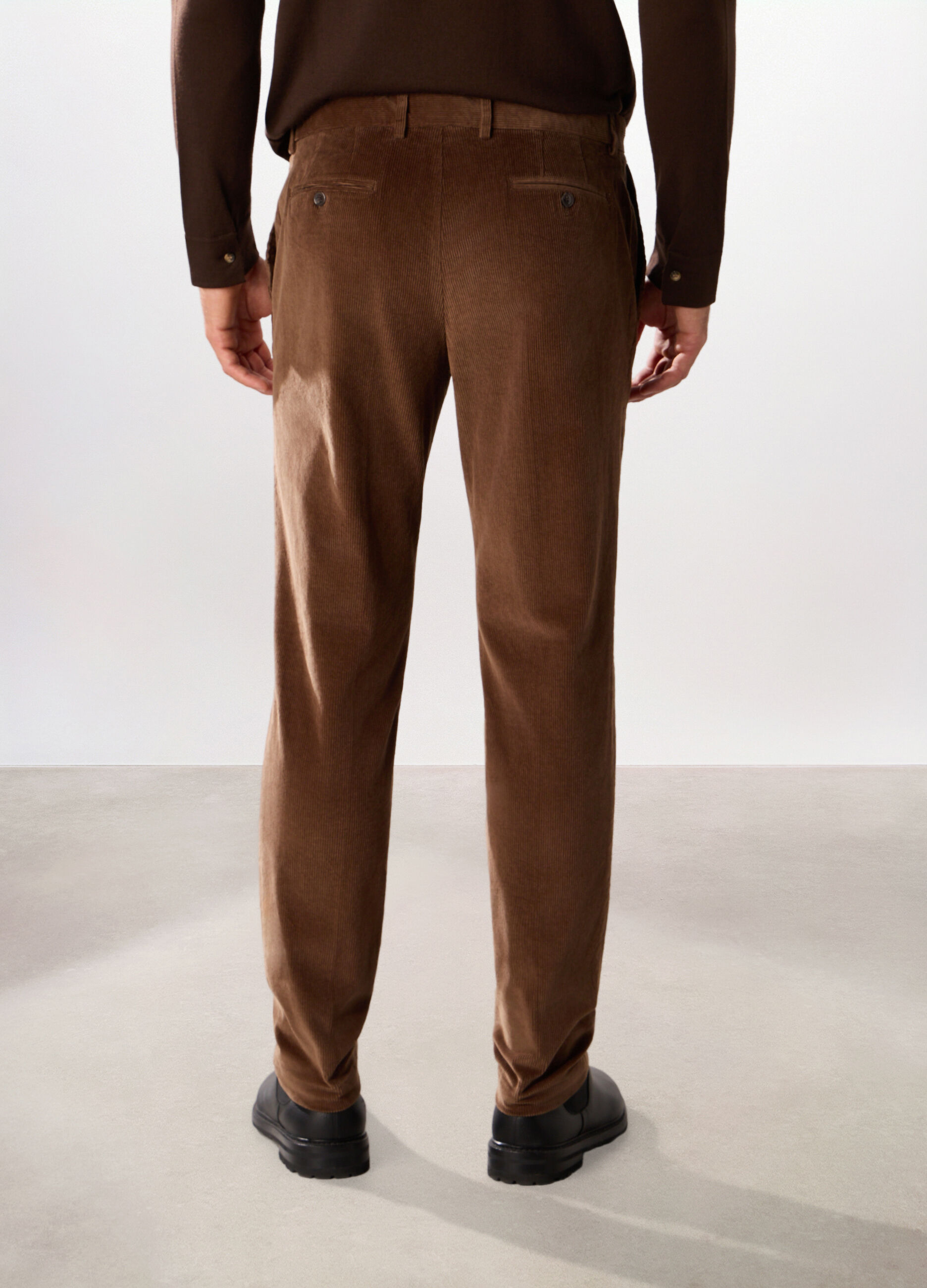 Pantalone in velluto a coste di cotone stretch uomo_1
