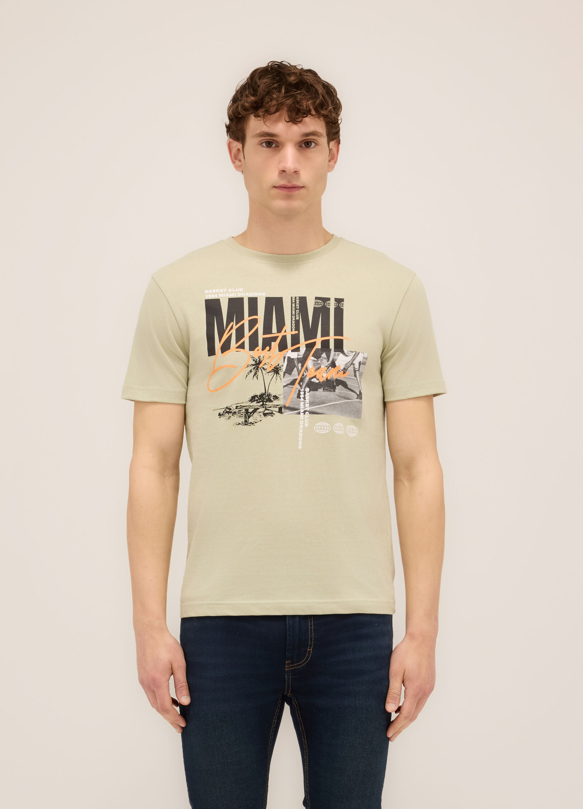 T-shirt girocollo stampa Miami uomo_0