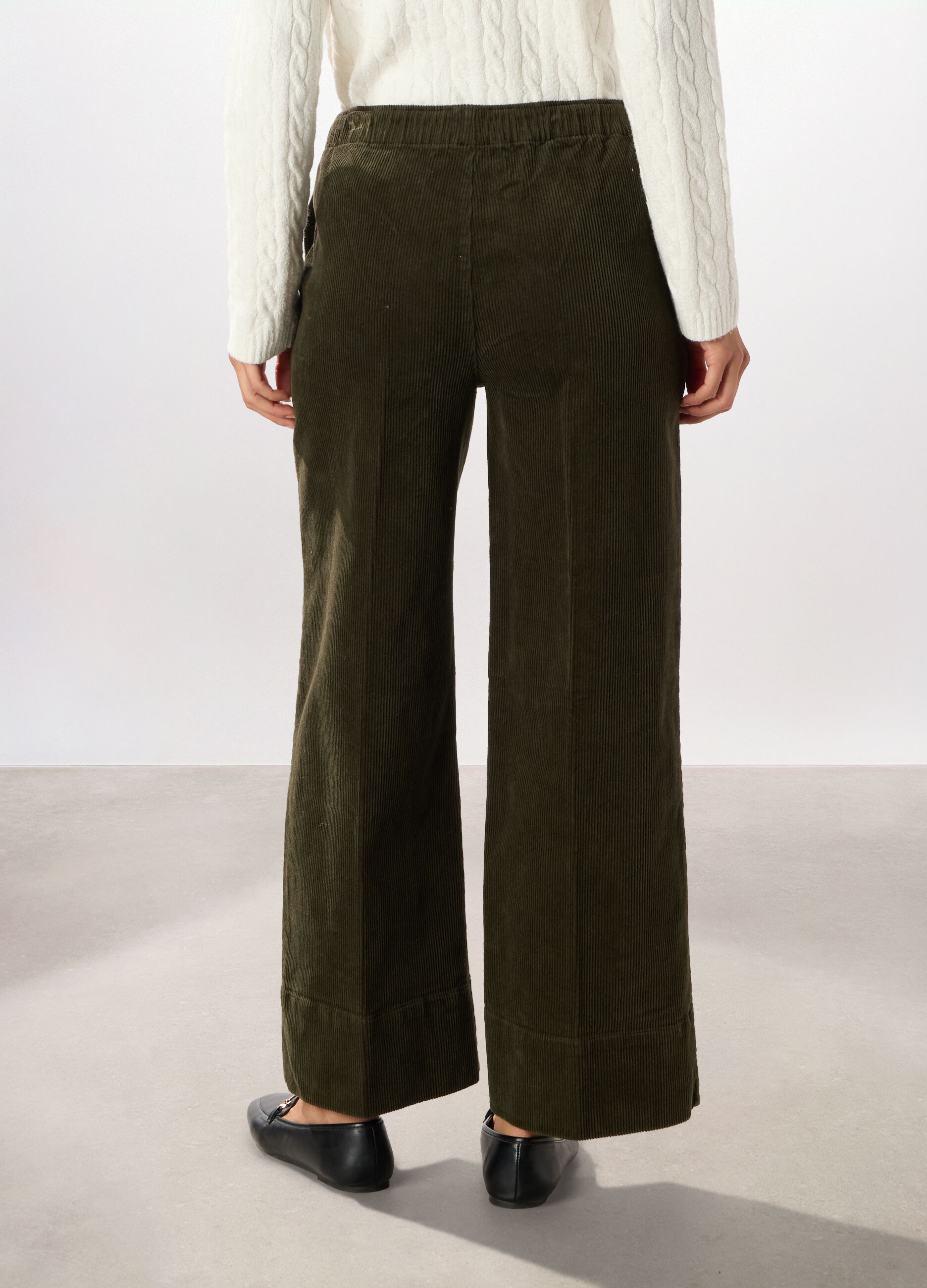 Pantaloni palazzo in velluto a coste donna_1