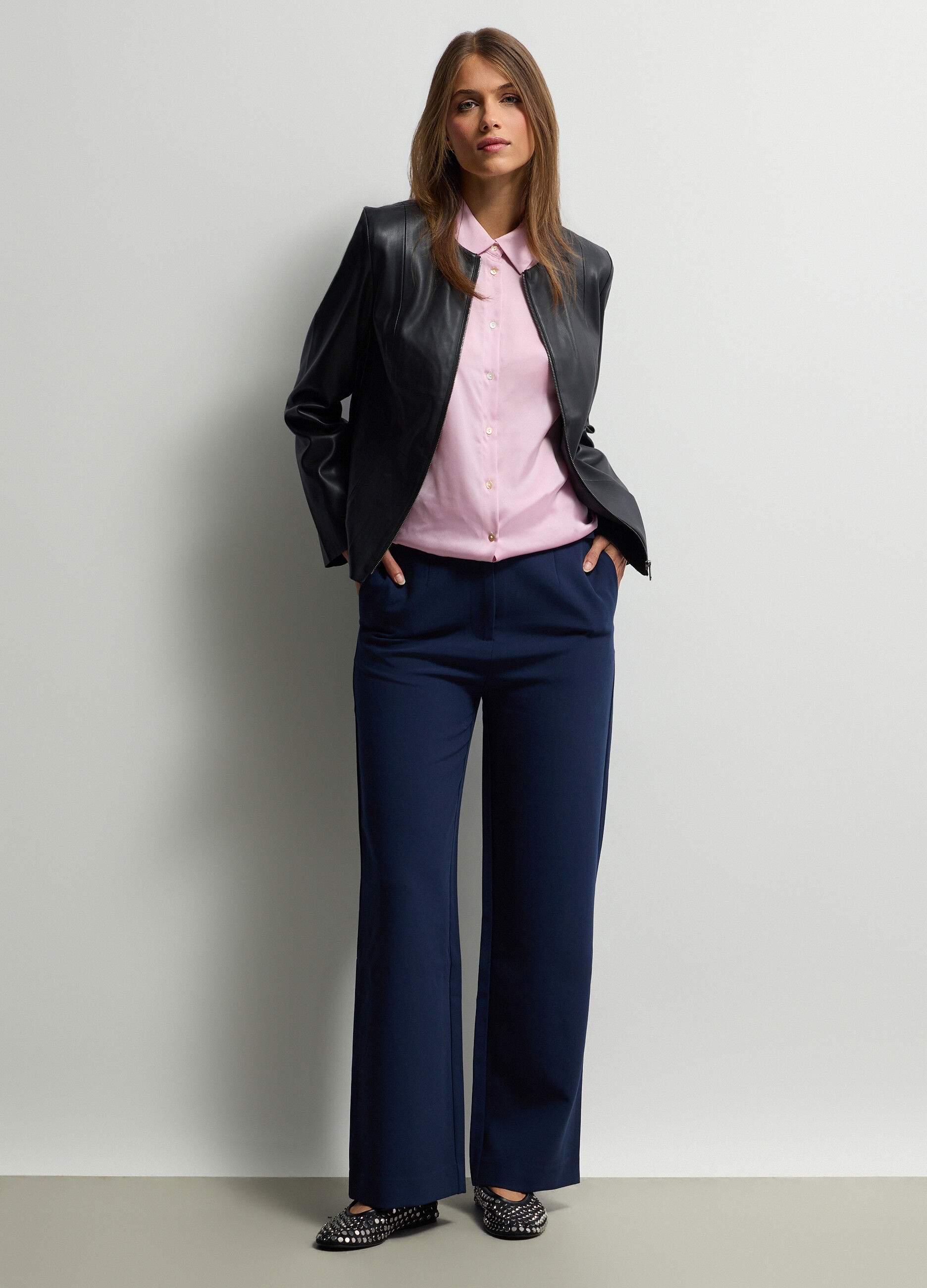 Giacca Slim Fit in eco pelle donna_0
