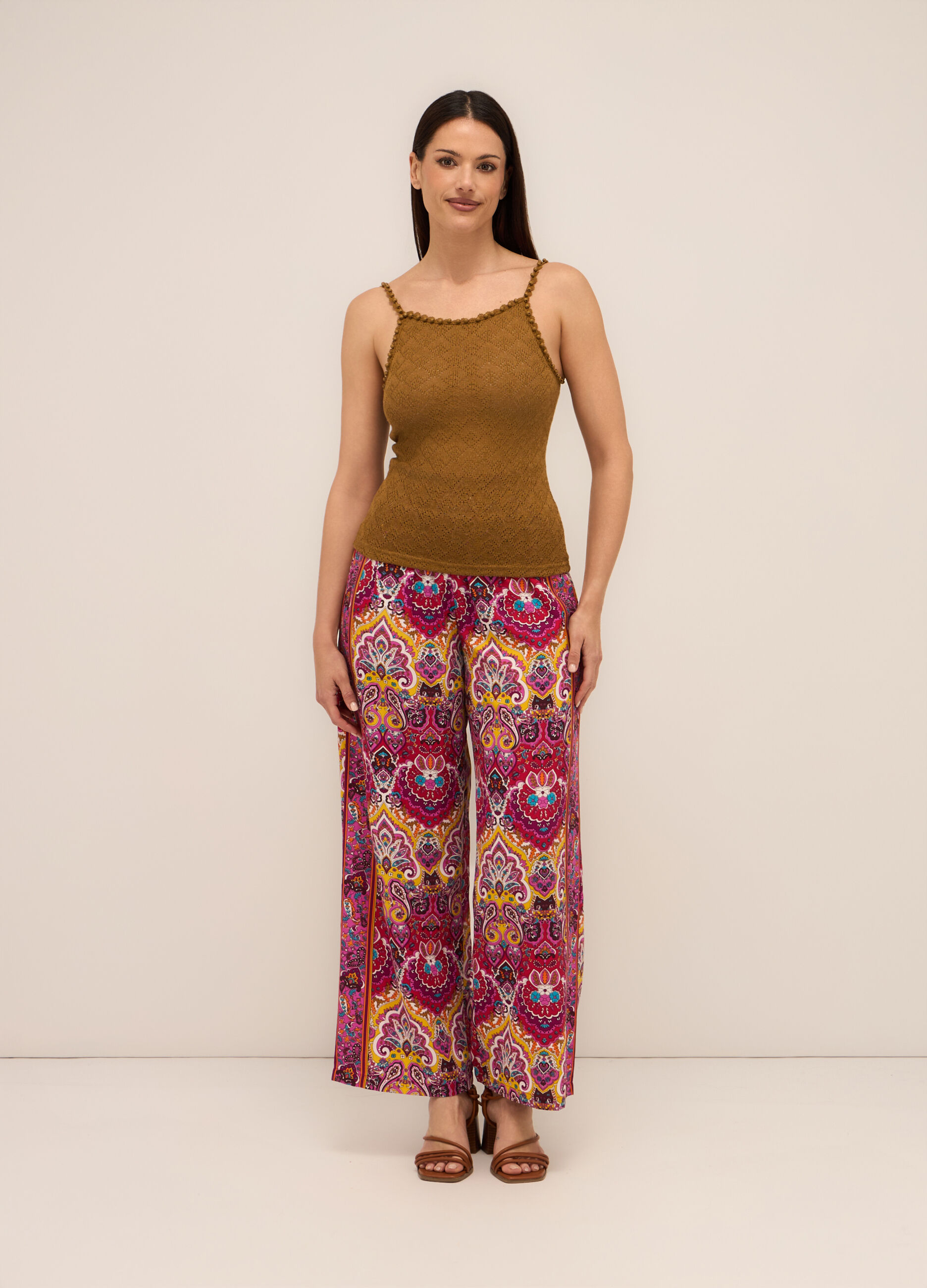 Pantaloni palazzo in american crepe donna_0