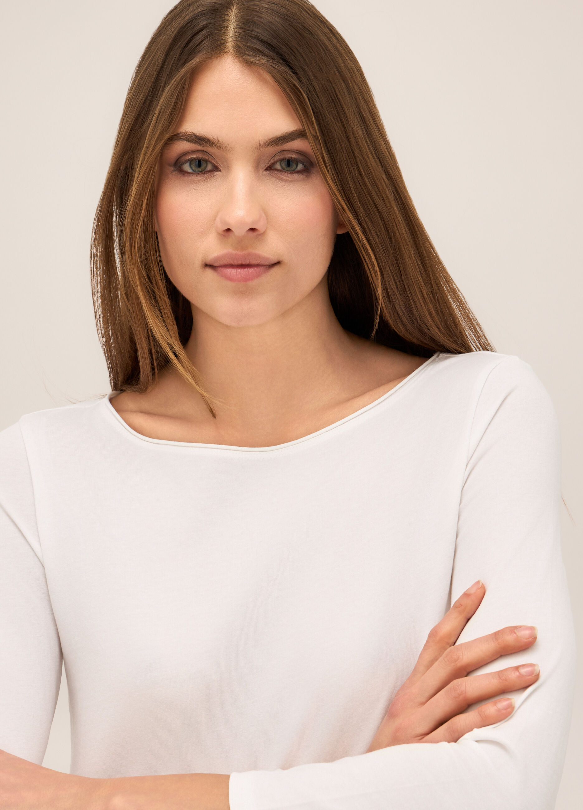 T-shirt in cotone stretch donna_2