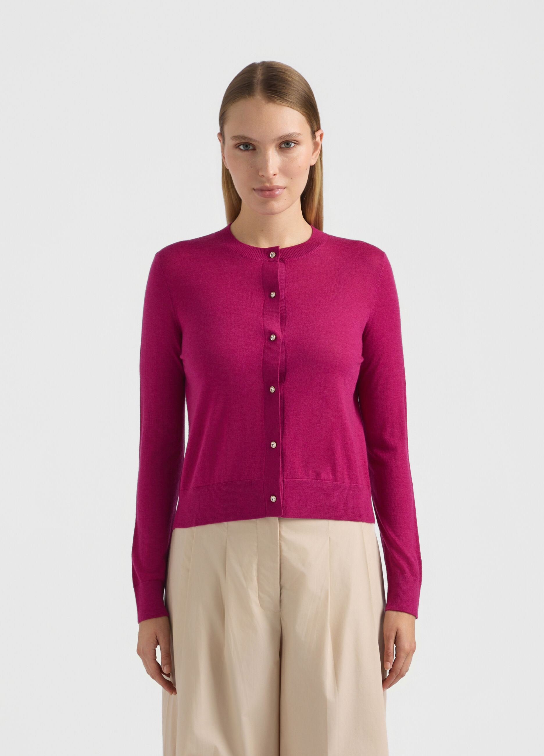Cardigan girocollo rasato donna_1