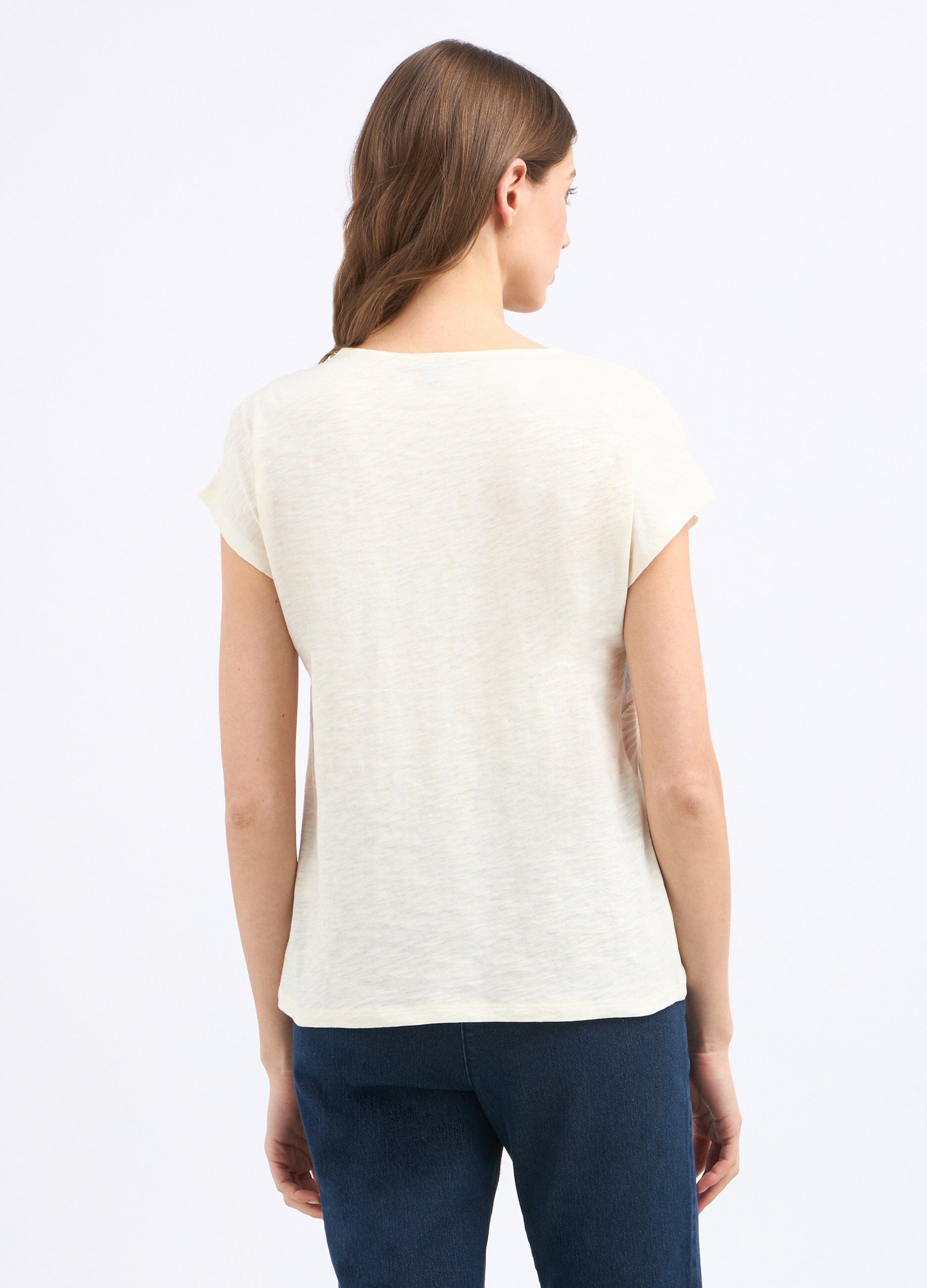 T-shirt floreale in misto cotone donna_1