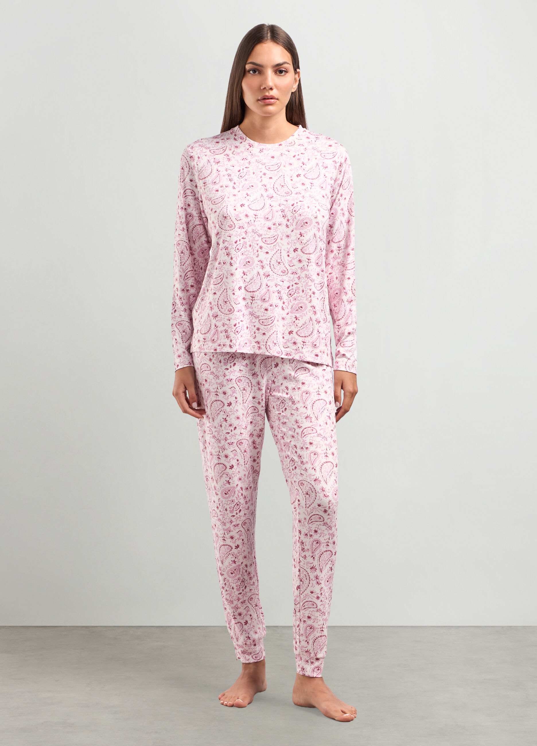 T-shirt pigiama con stampa all over donna_0