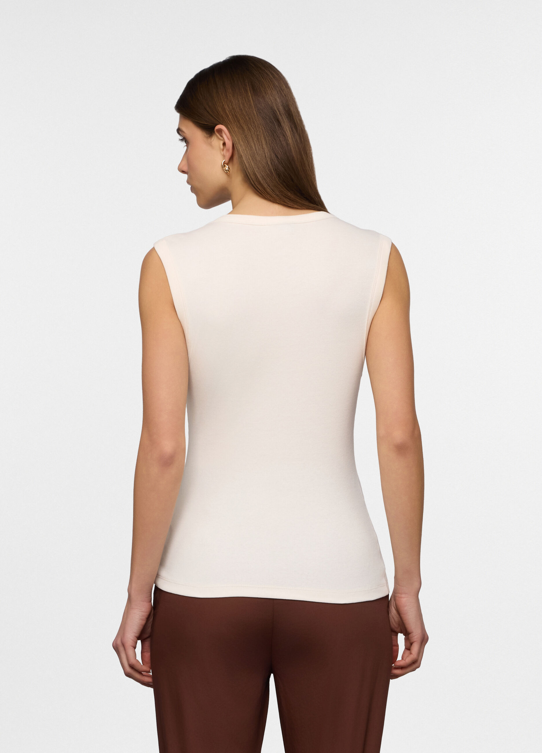 Canotta in costina di cotone stretch donna_1