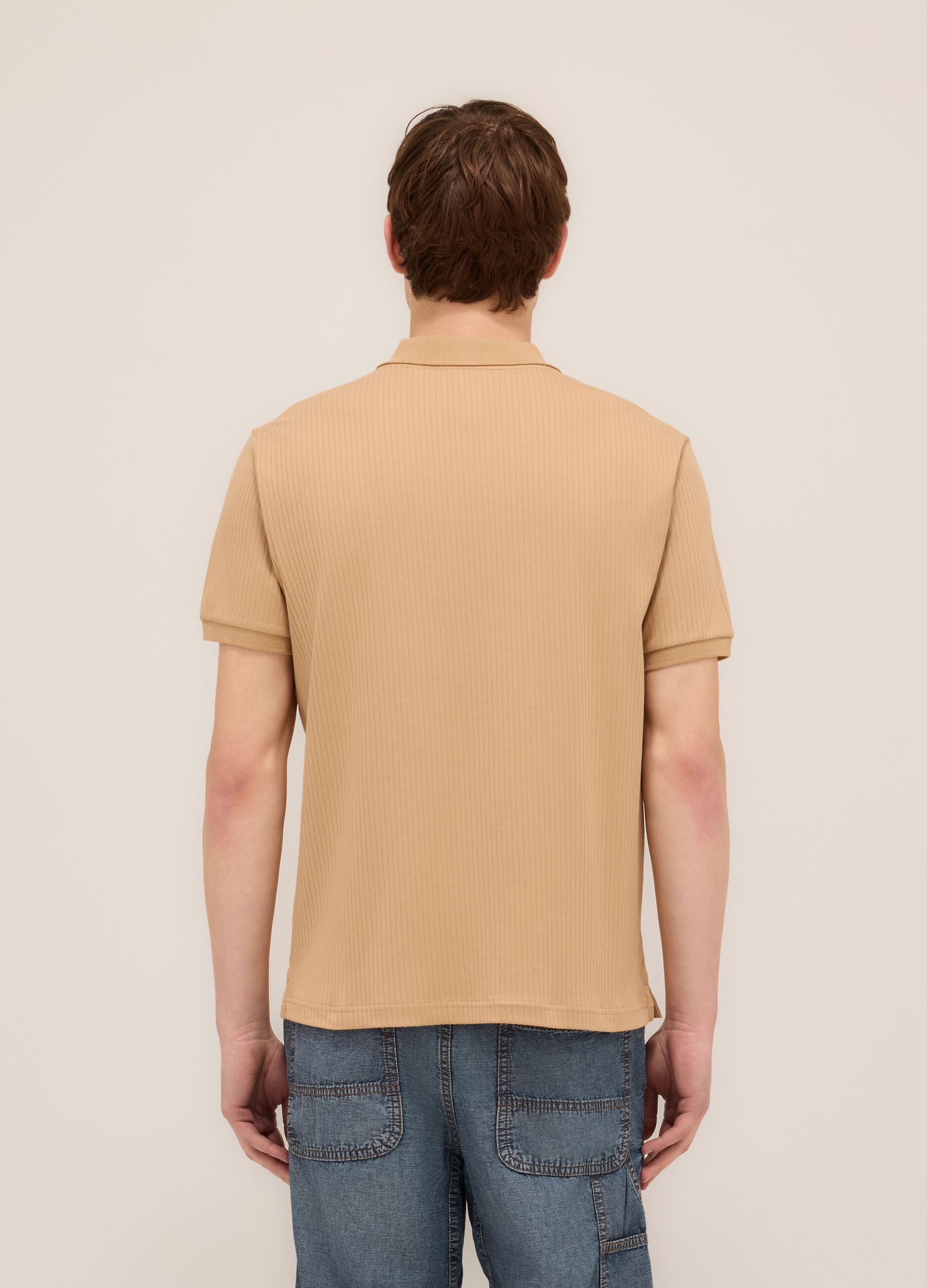 Polo a maniche corte in interlock di cotone stretch uomo_1