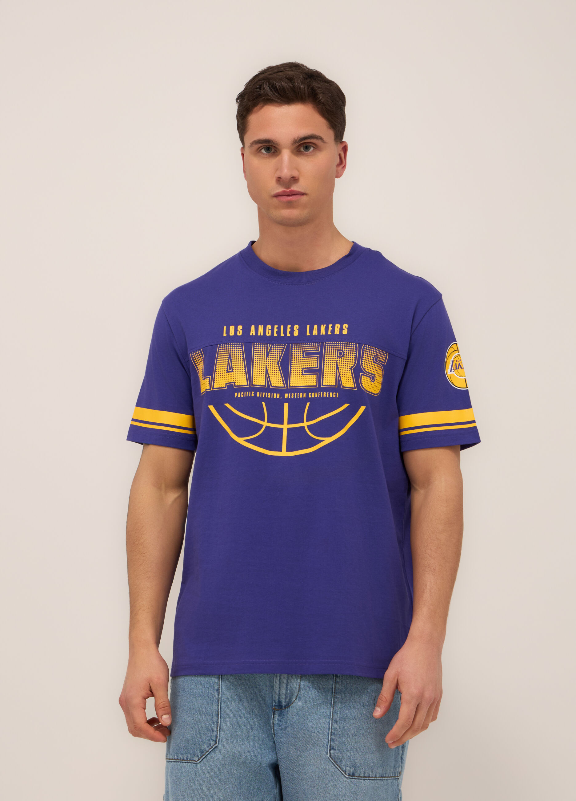 T-shirt basketball in jersey di cotone uomo_0