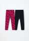 Pack 2 leggings in french terry di cotone stretch bambina_0