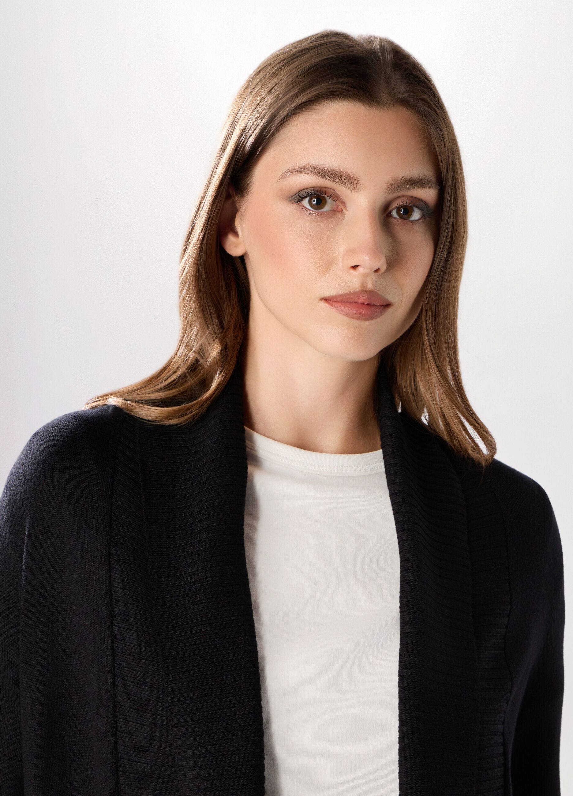 Cardigan aperto in misto viscosa donna_2