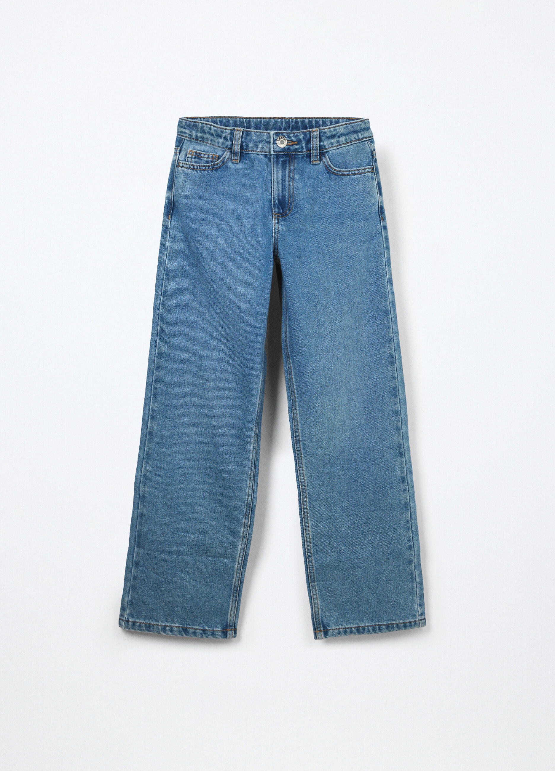 Pantaloni in denim misto cotone ragazza_0