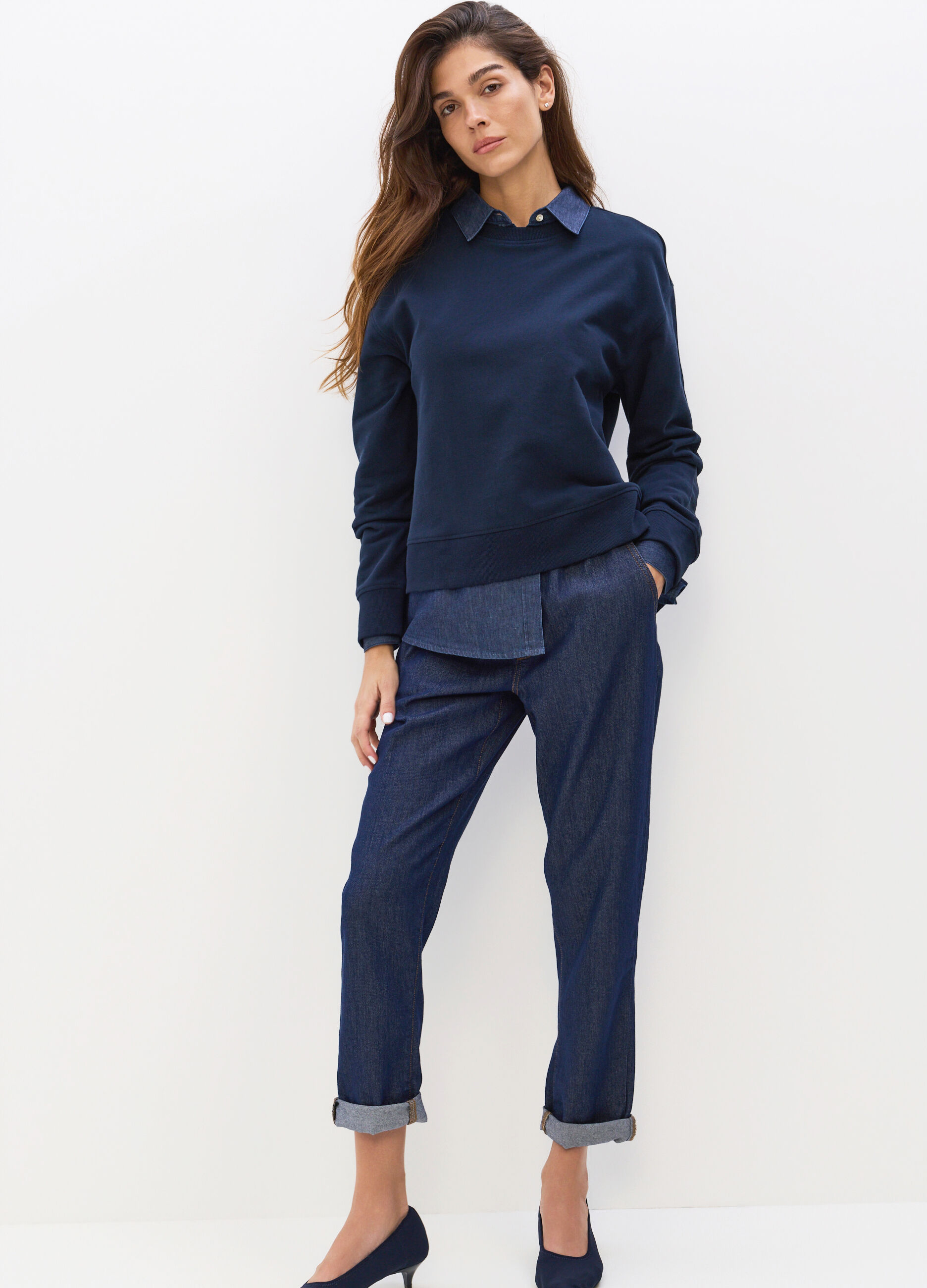 Jogger Fit Regular in denim stretch misto cotone donna_0