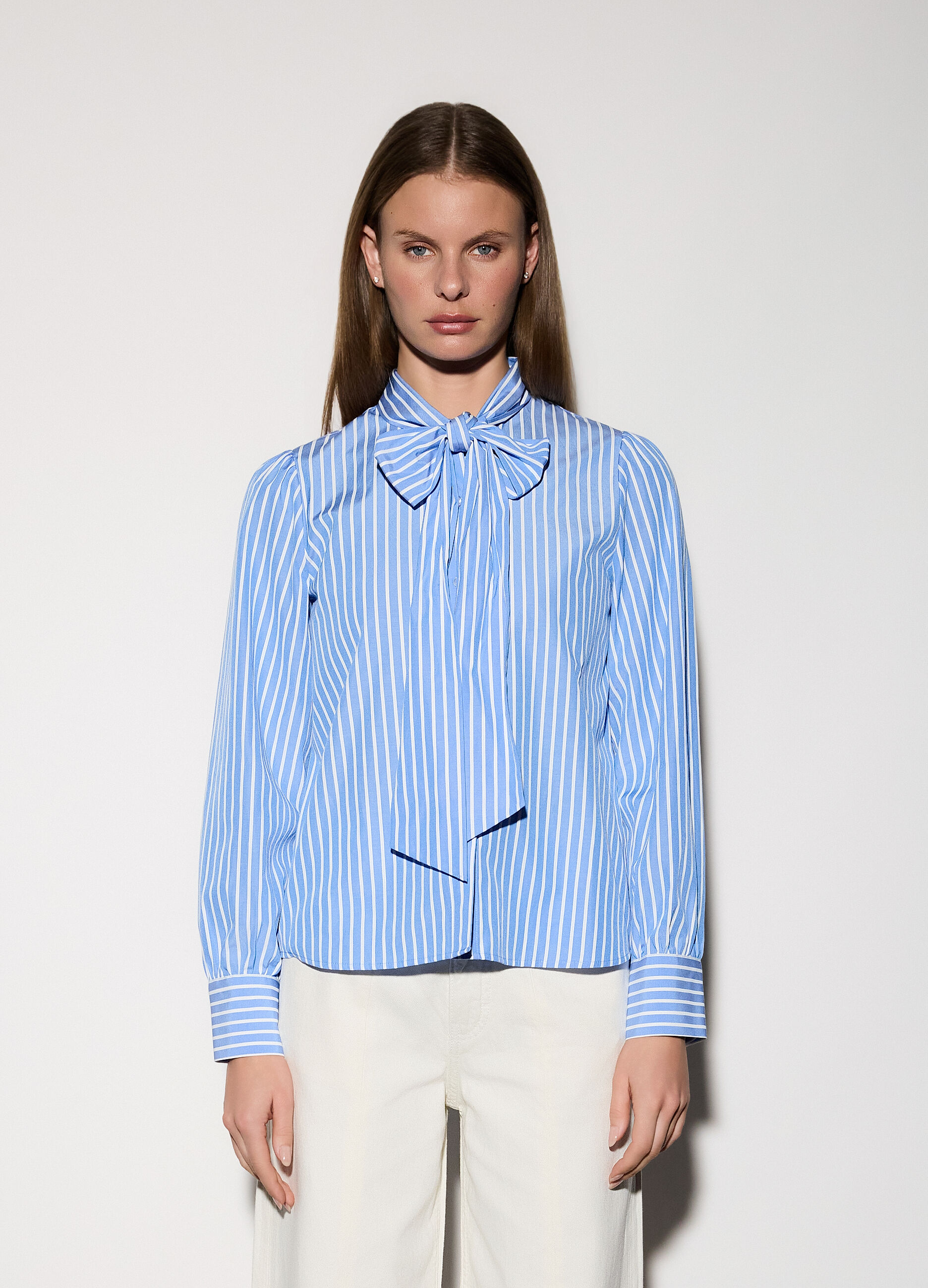 Camicia regular fit con fiocco donna_1