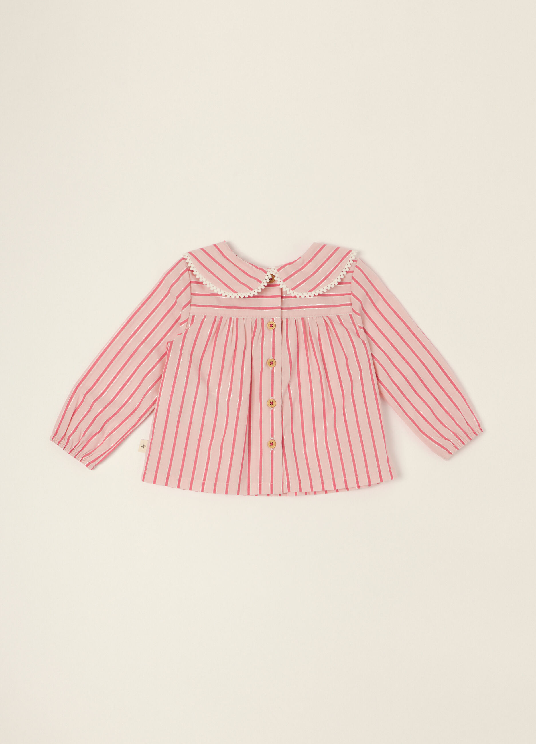 Maglia a righe rosa in misto cotone_1