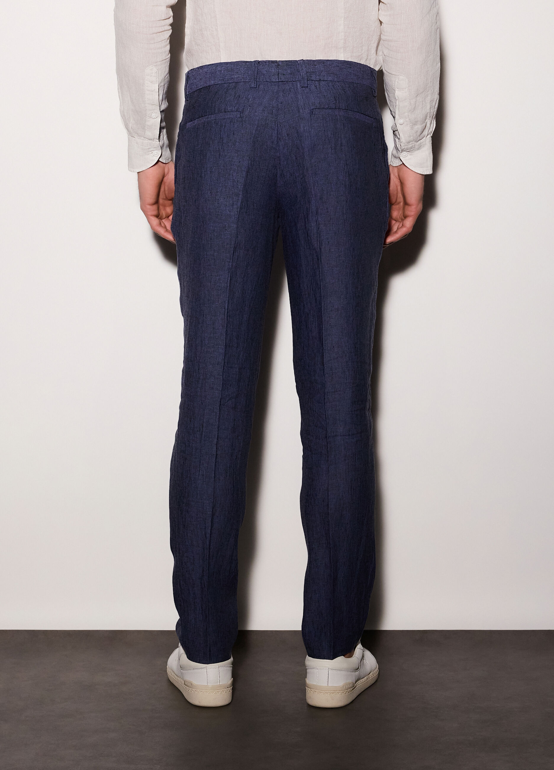 Pantaloni chino slim fit in lino uomo_1