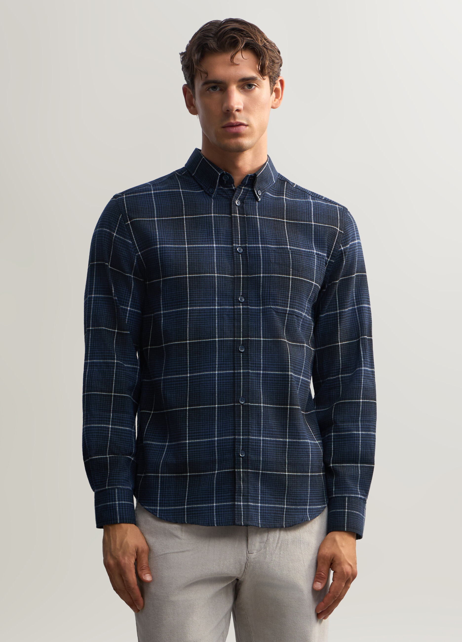 Camicia a fantasia in flanella uomo
