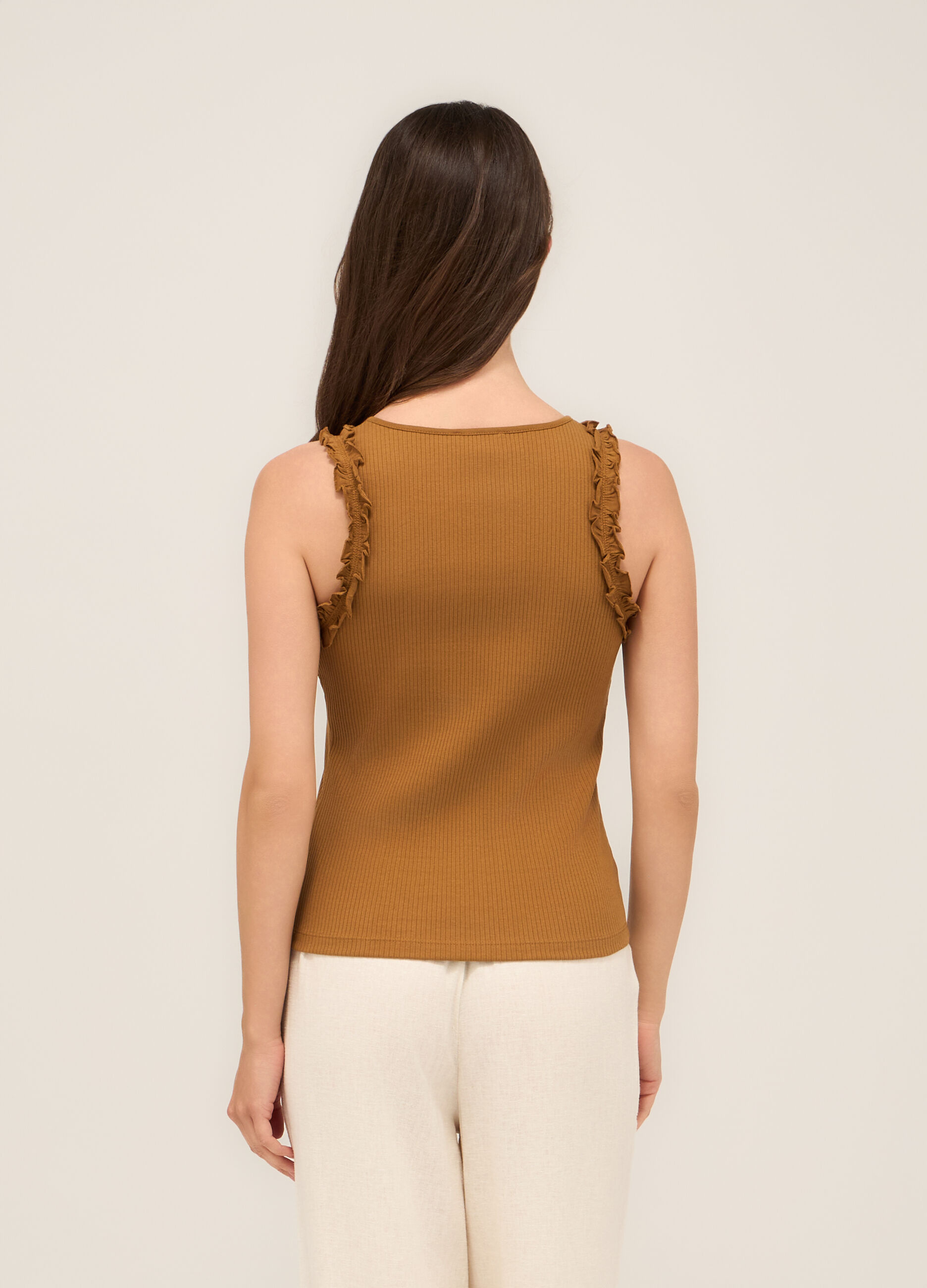T-shirt in costina di puro cotone donna_1