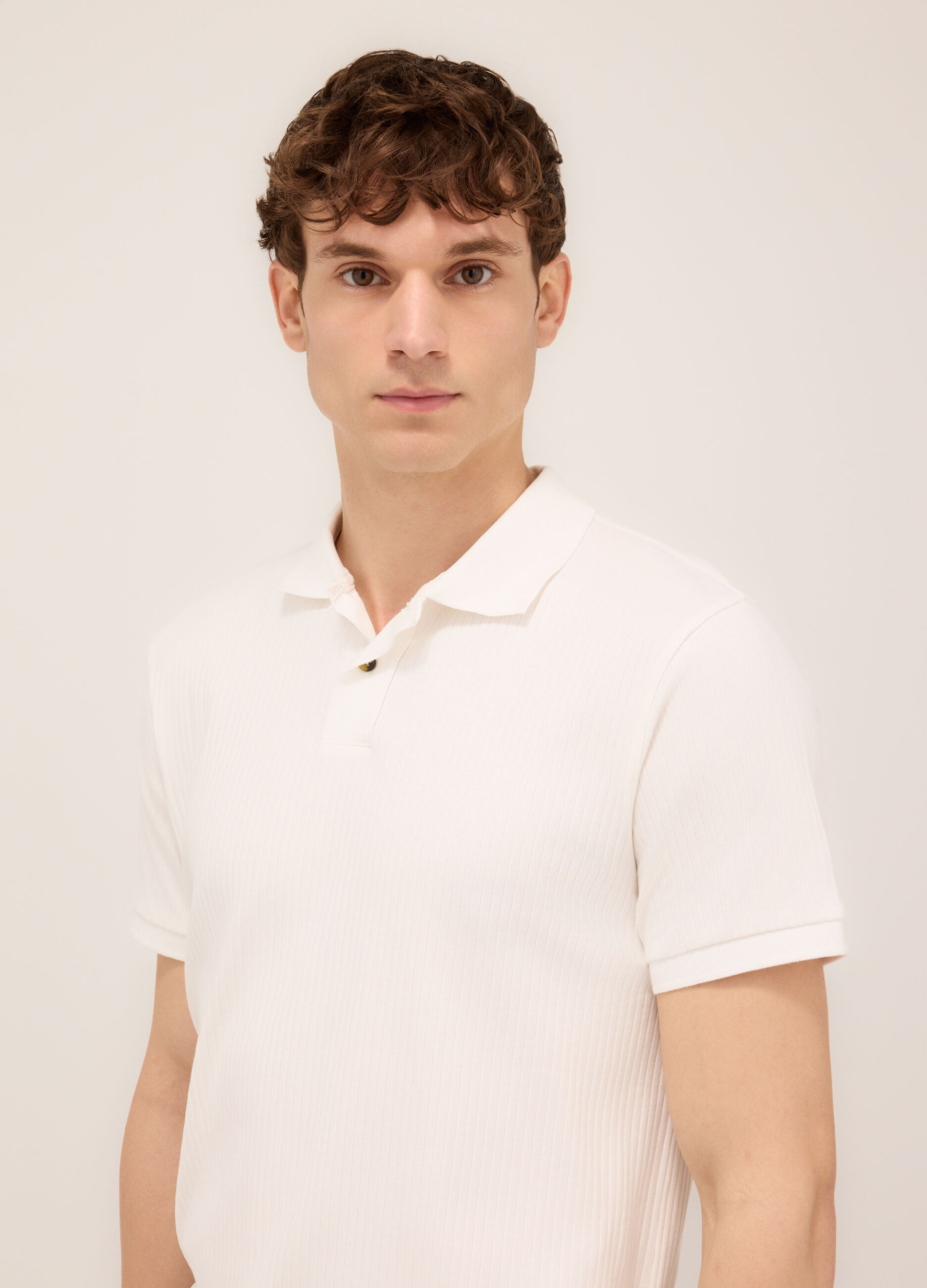 Polo a maniche corte in interlock di cotone stretch uomo_2