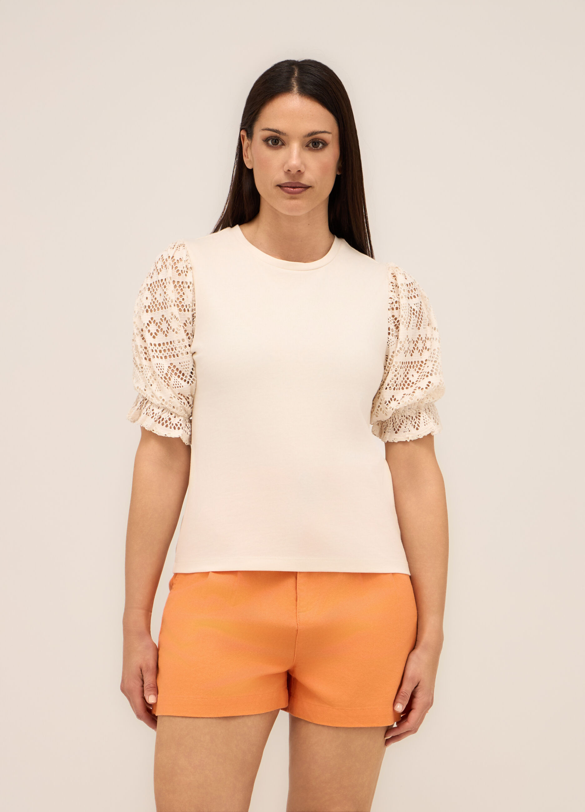 T-shirt in jersey di puro cotone donna_0