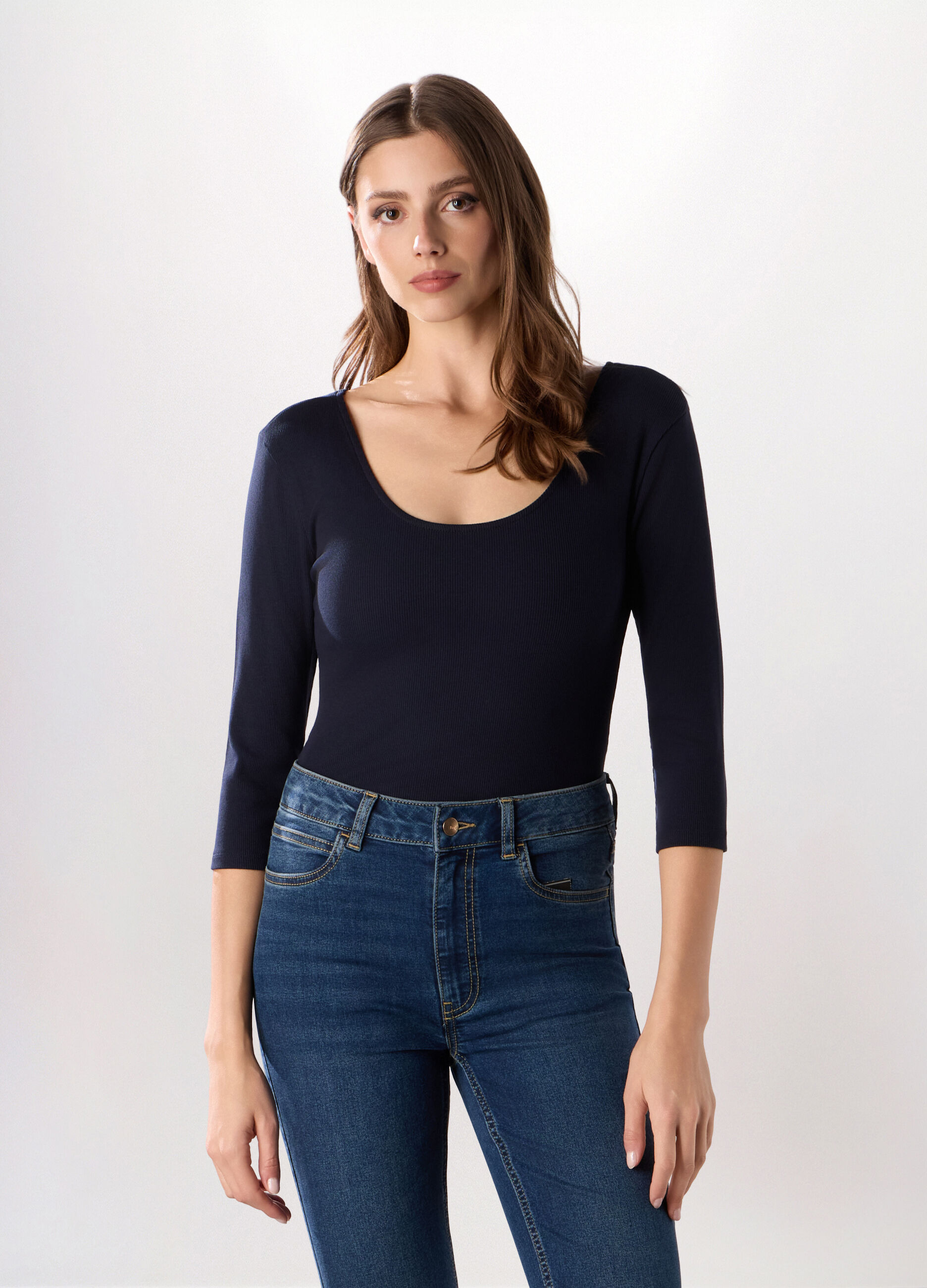 Body in costina di cotone stretch donna_0