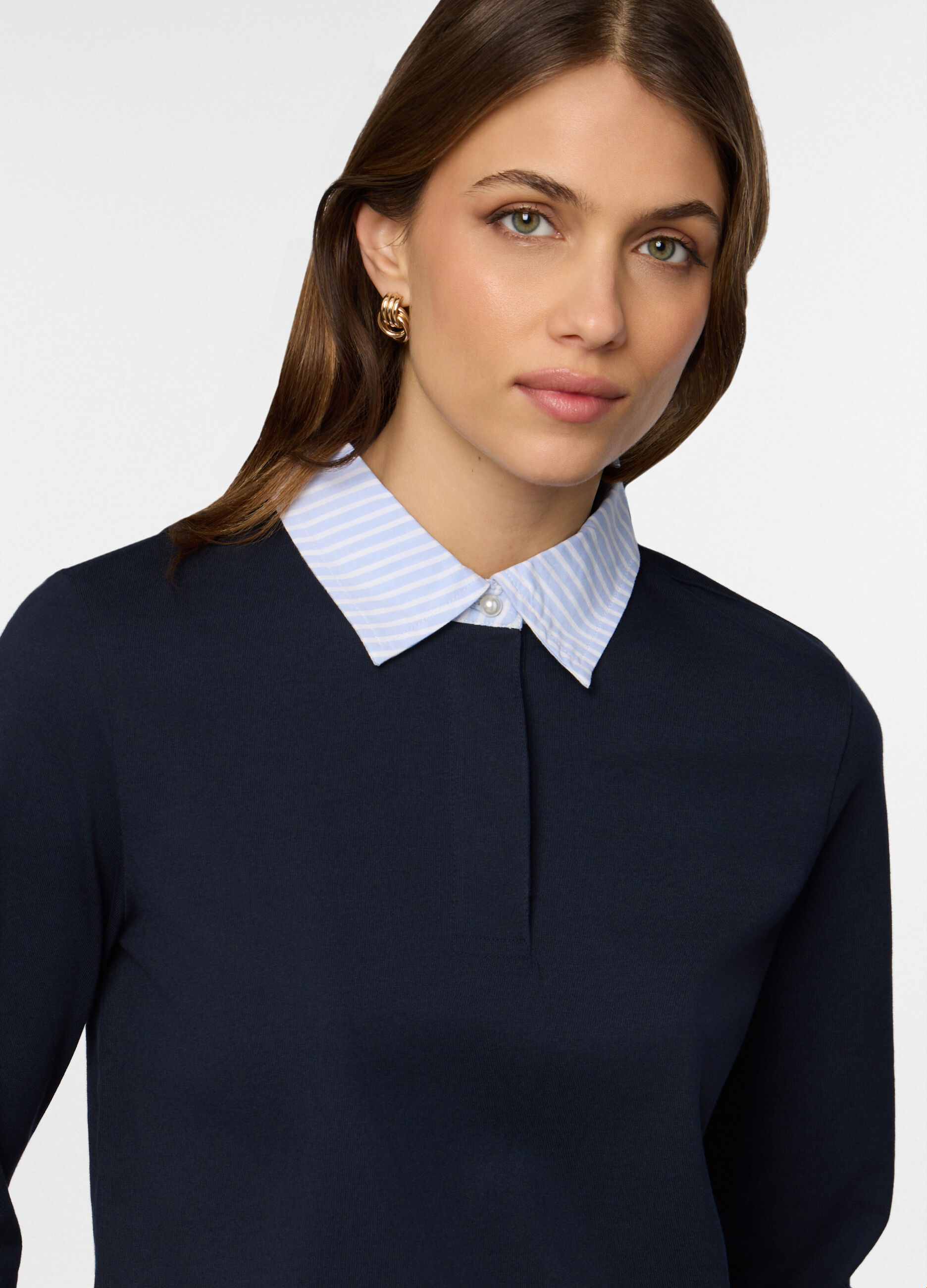 T-shirt con inserto camicia donna_2