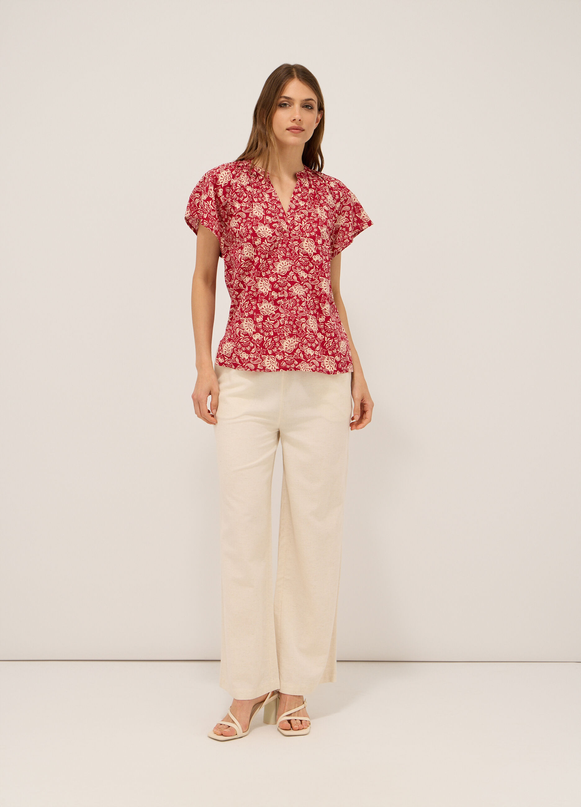 Pantaloni misto lino donna_0