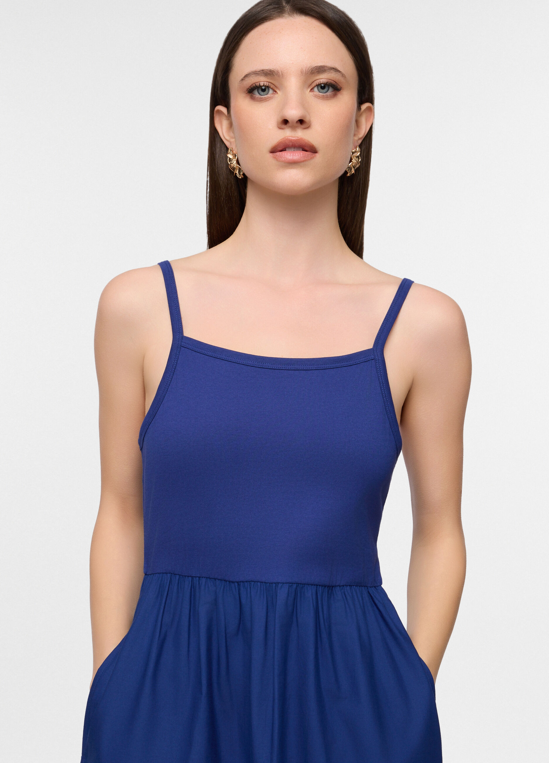 Abito lungo in popeline di puro donna_2