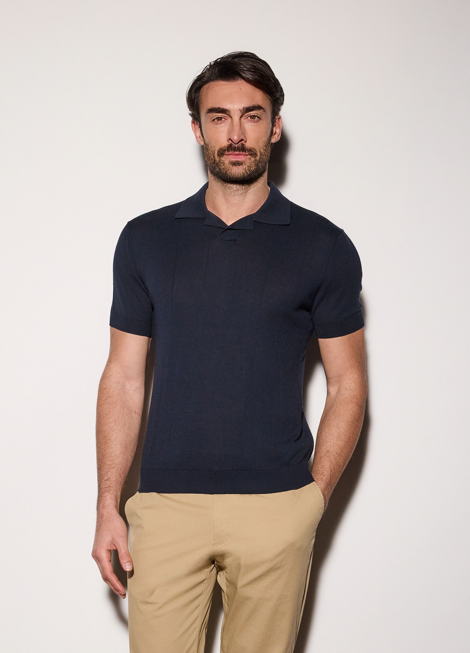 Polo a maniche corte a coste piatte uomo_0