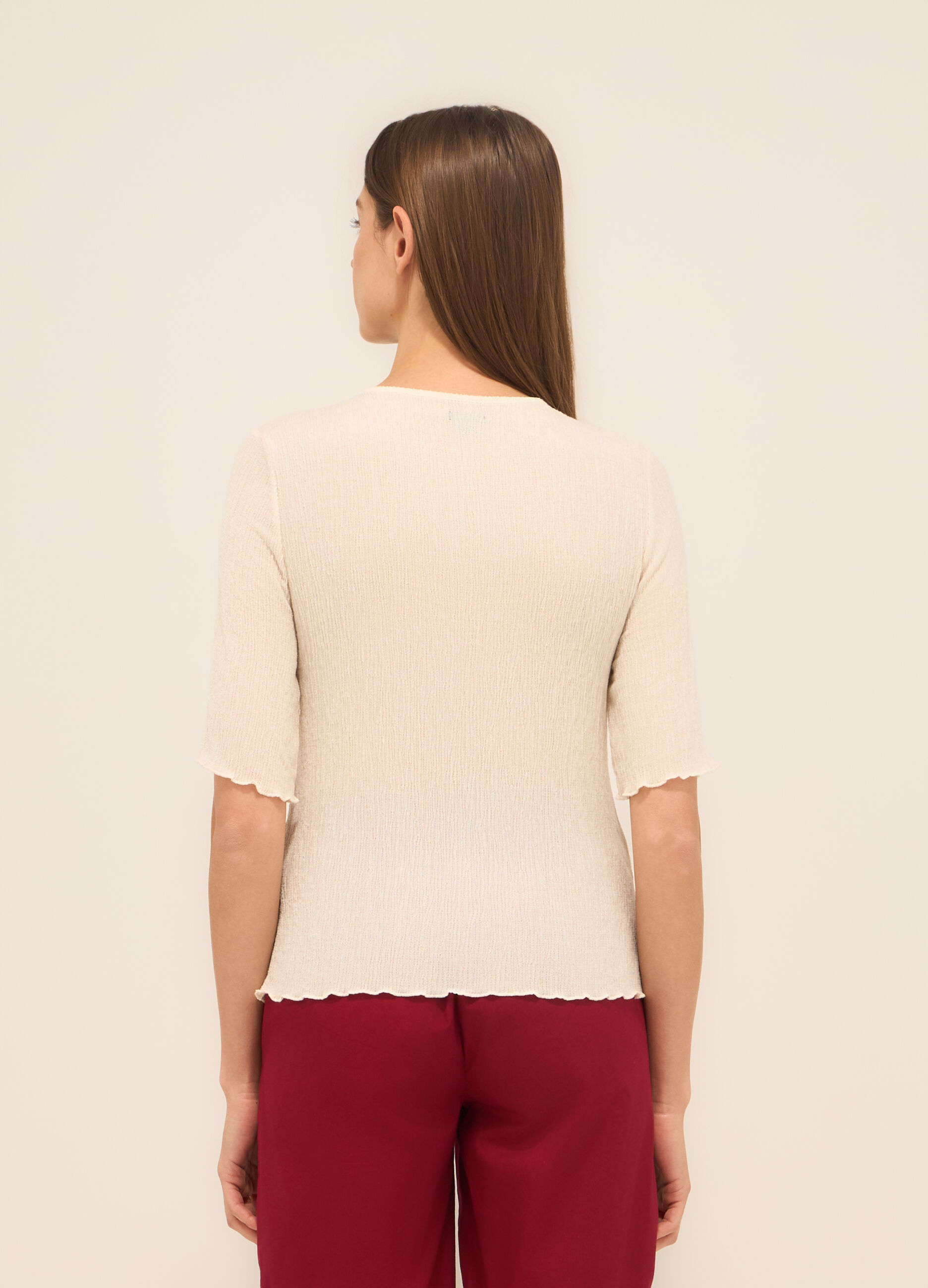 T-shirt misto viscosa crinkle donna_1