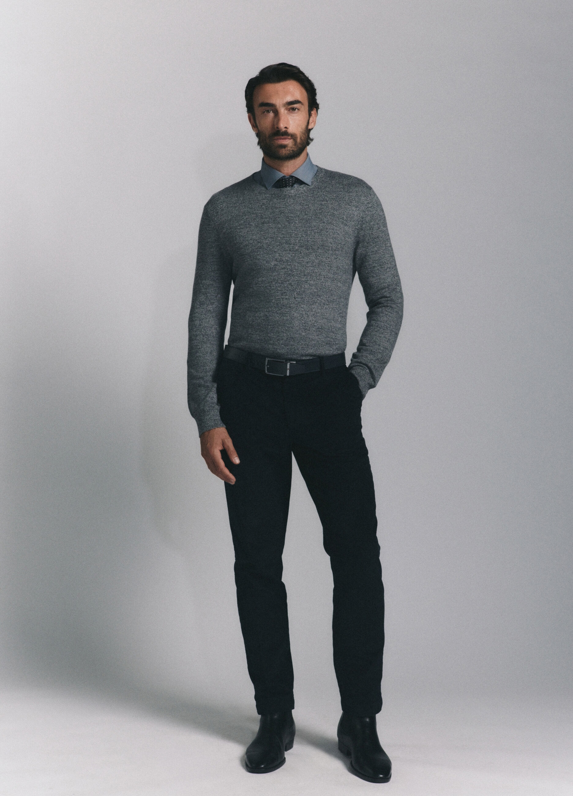 Maglione girocollo in filato m&eacute;lange uomo_0