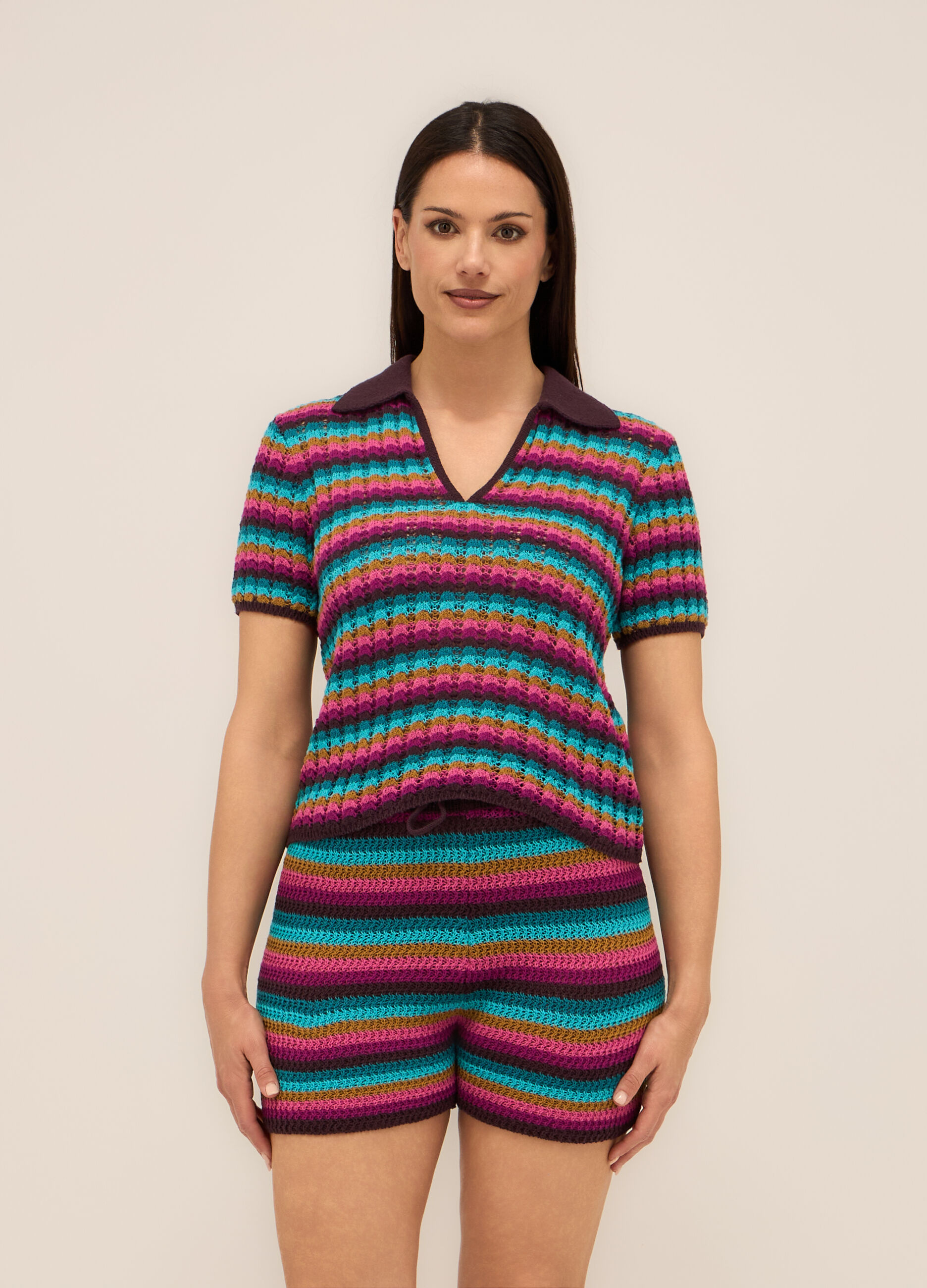 T-shirt tricot misto cotone donna_0