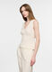 Blusa regular fit con scollo a V misto cotone donna_0