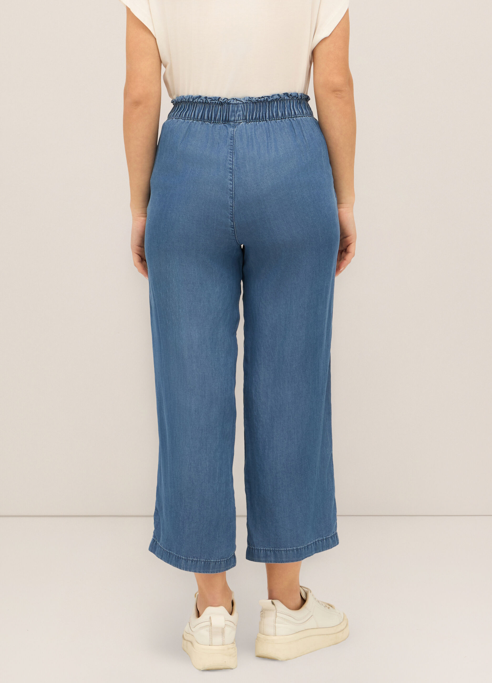Pantaloni capri flare fit in pura lyocell donna_2