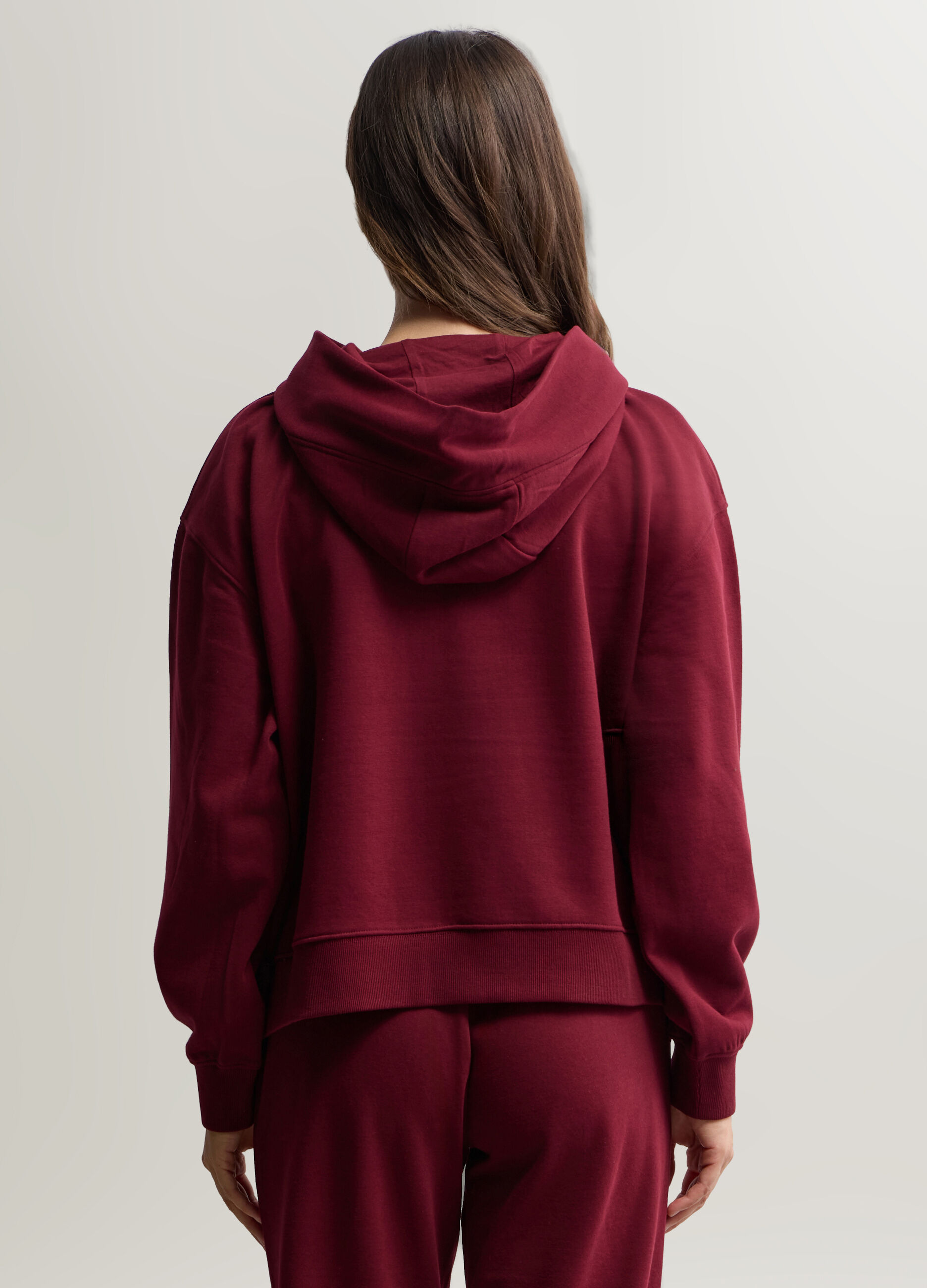 Felpa misto cotone con cappuccio donna_1