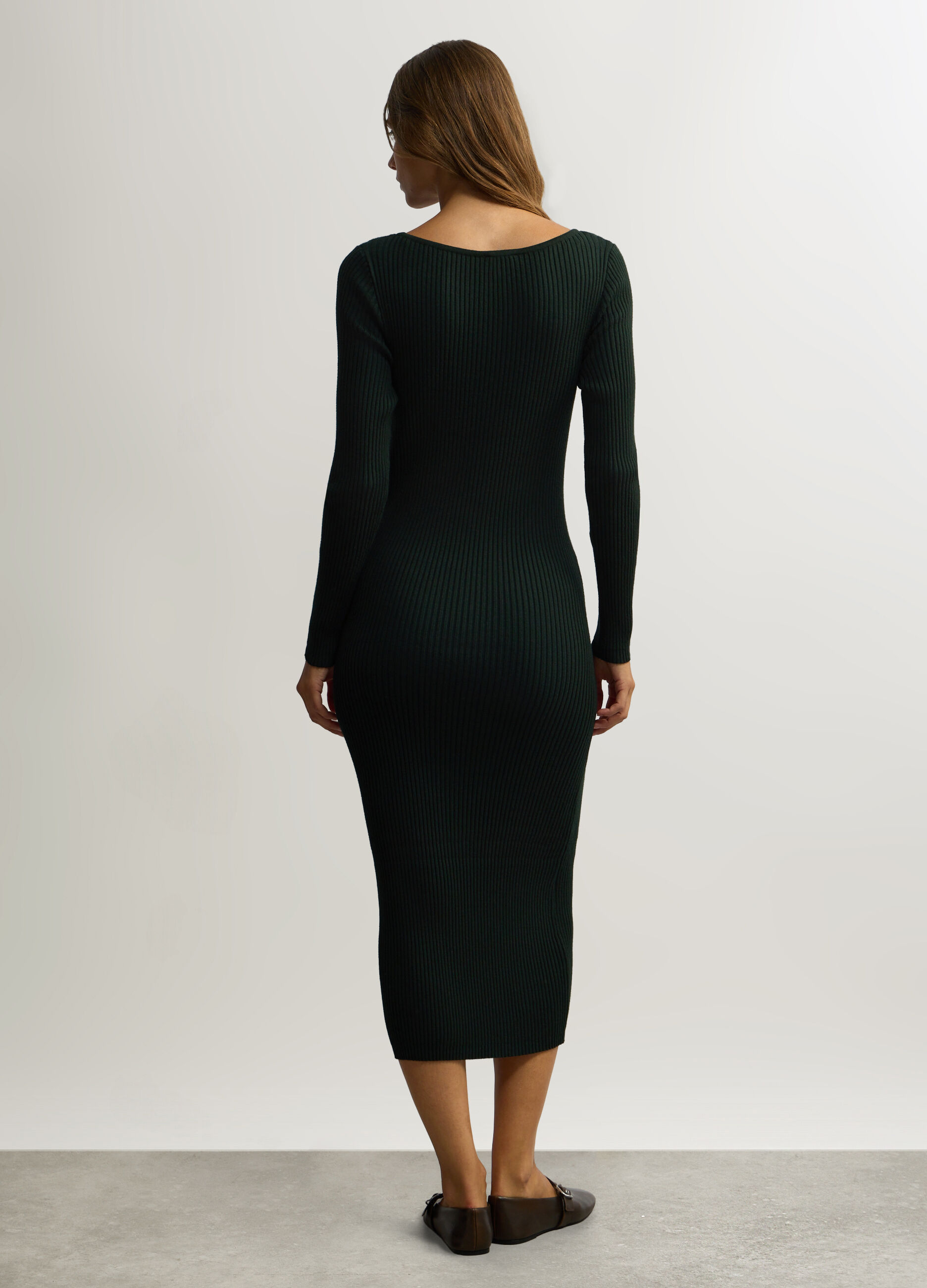 Abito lungo Fitted in costina misto viscosa donna_1