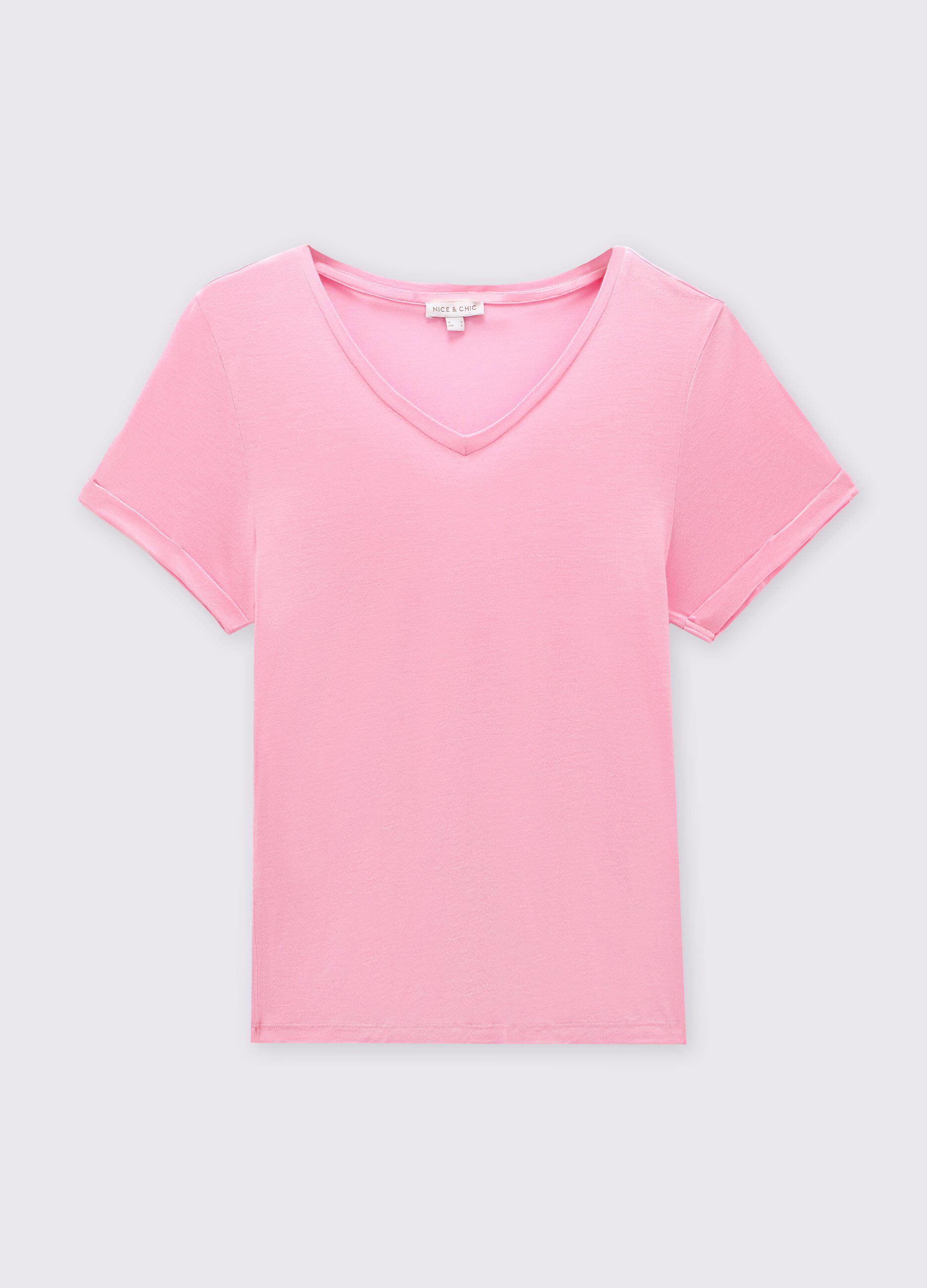 T-shirt in pura viscosa a maniche corte donna_0