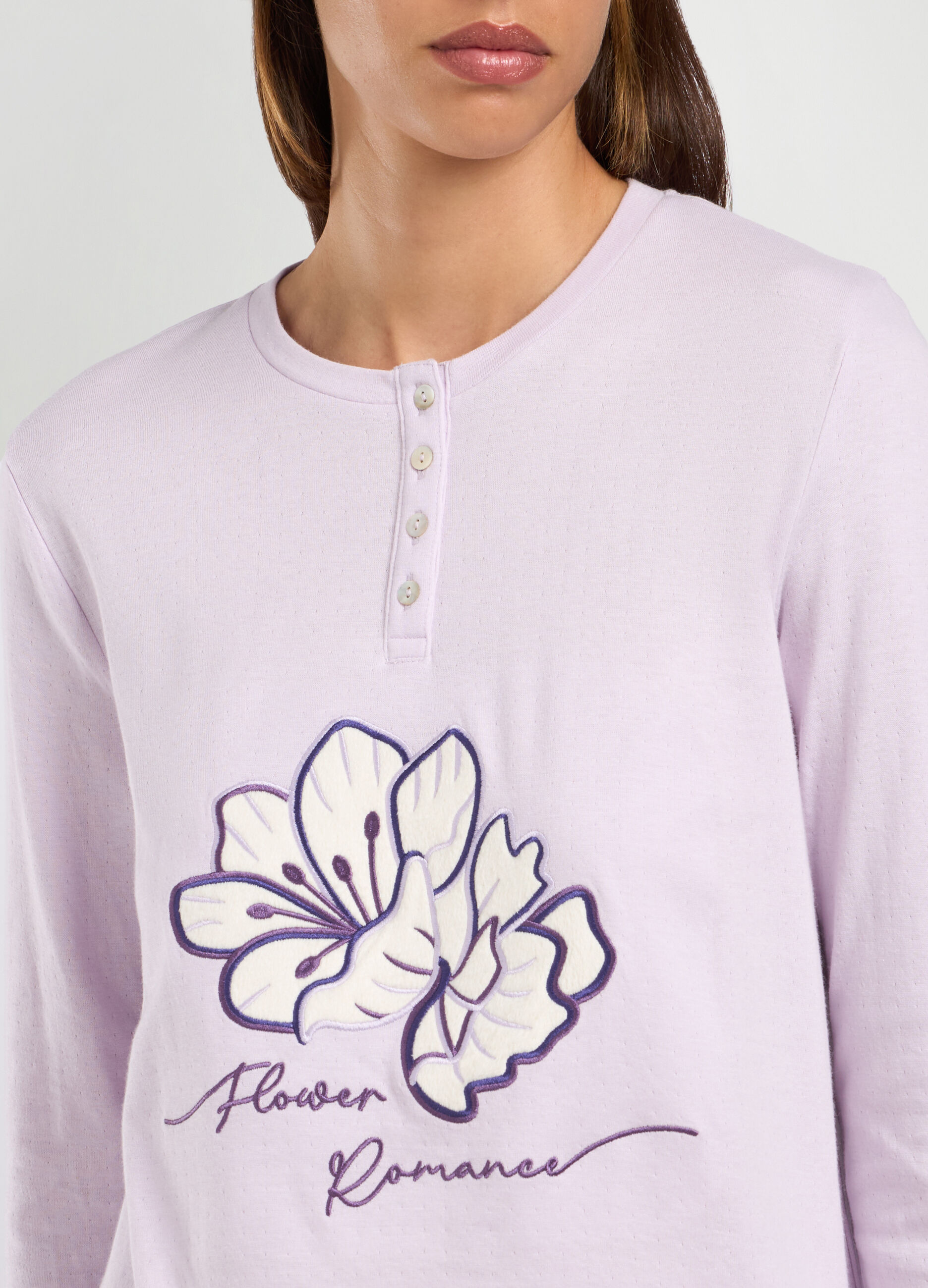 Set pigiama lungo in puro cotone donna_2