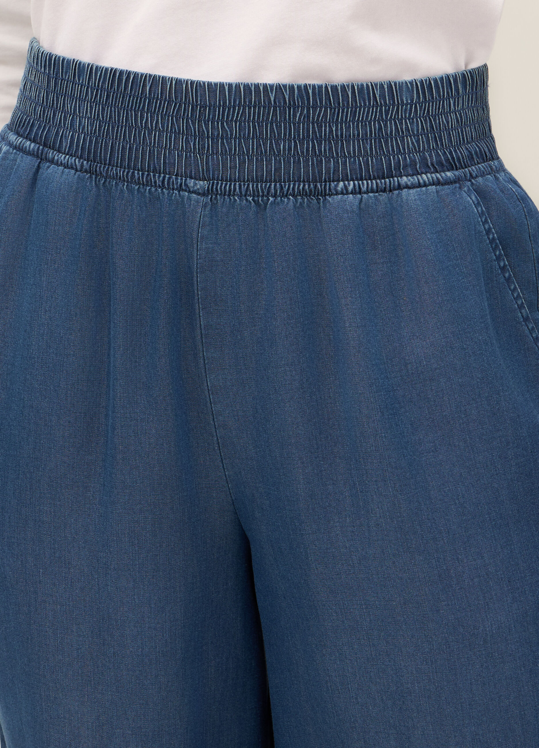 Pantaloni palazzo cropped in pura lyocell donna_2