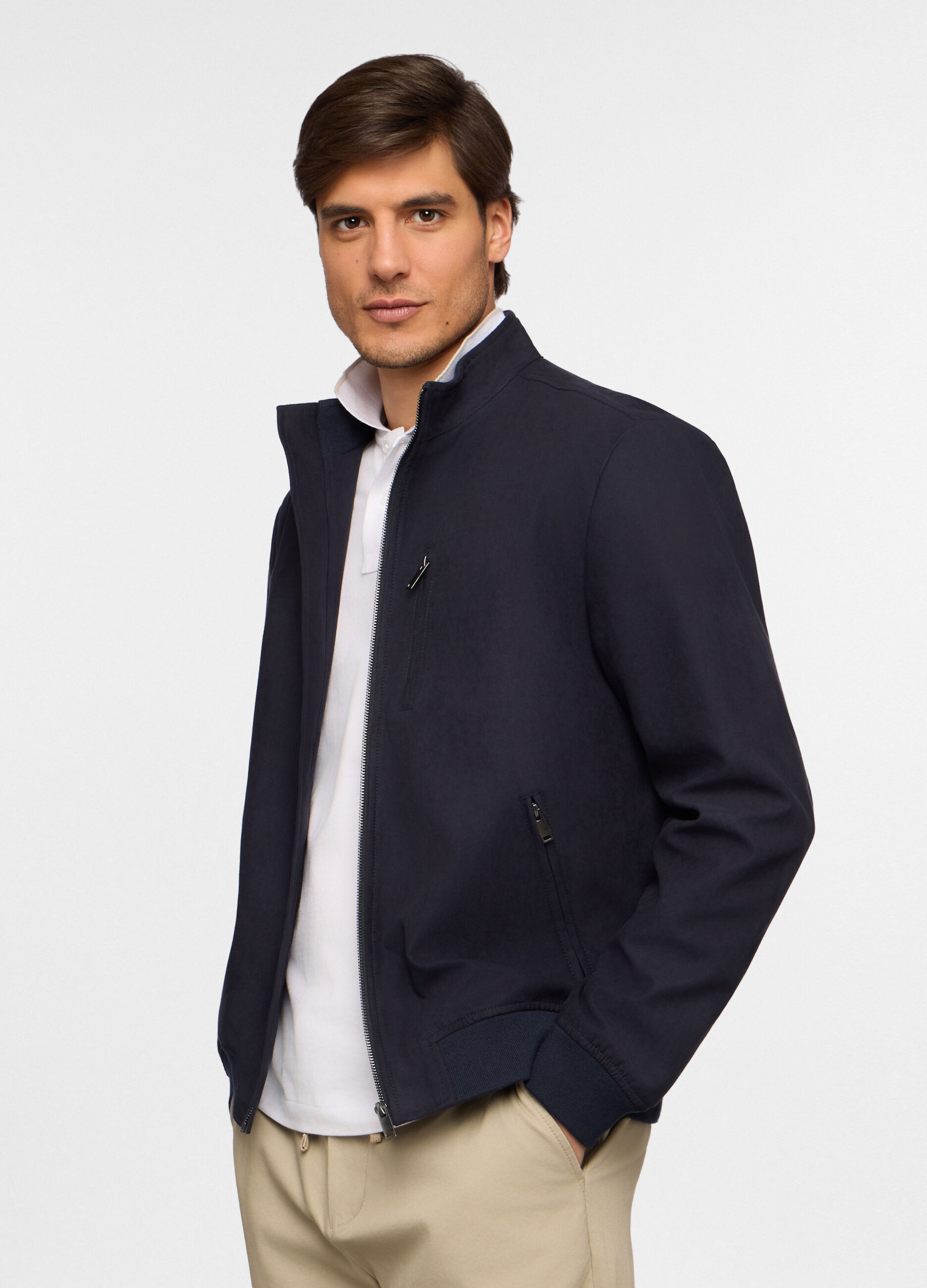 Giacca in ECOpelle scamosciata con zip uomo_0